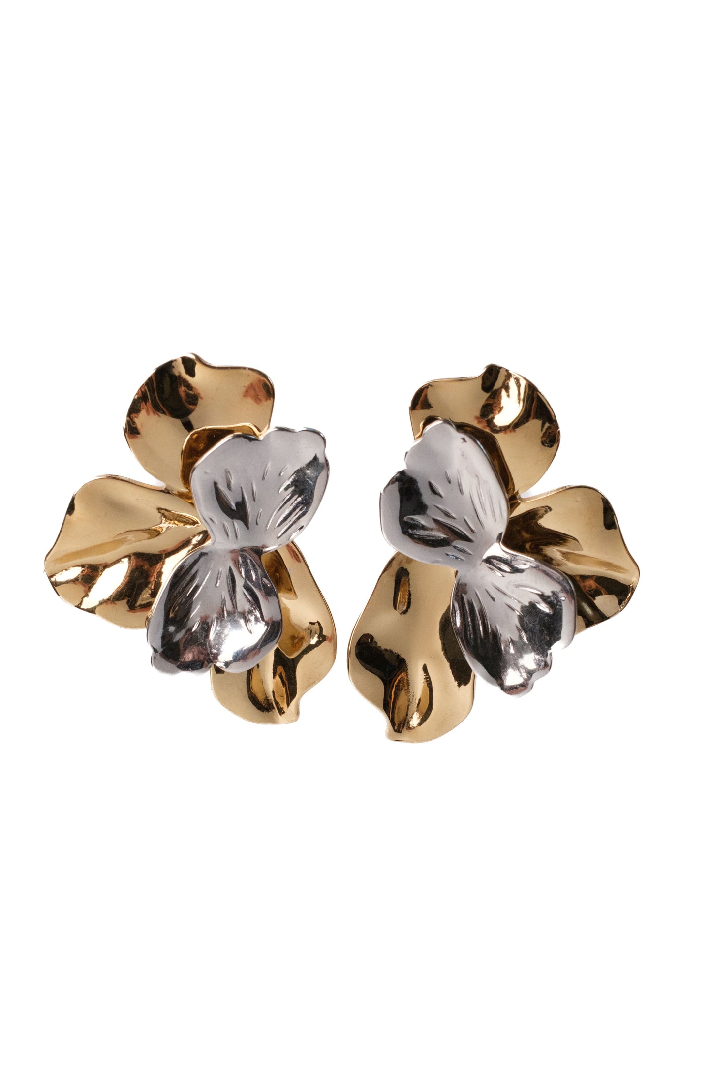 The Dual Bloom Floral Statement 316L Stainless Steel Earrings