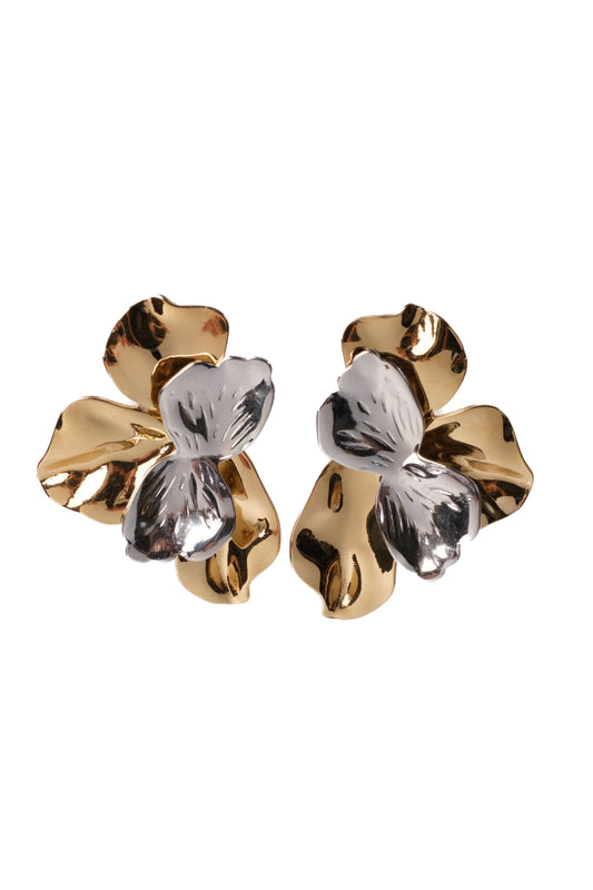 The Dual Bloom Floral Statement 316L Stainless Steel Earrings