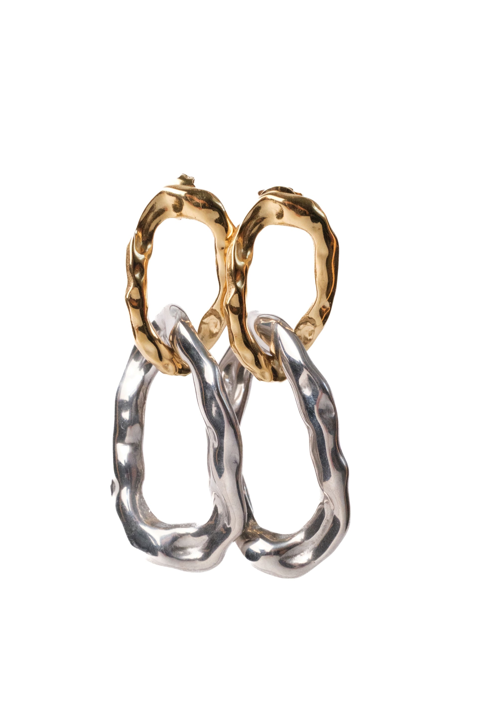 Runway Link Two Tone Stainless Steel Earrings