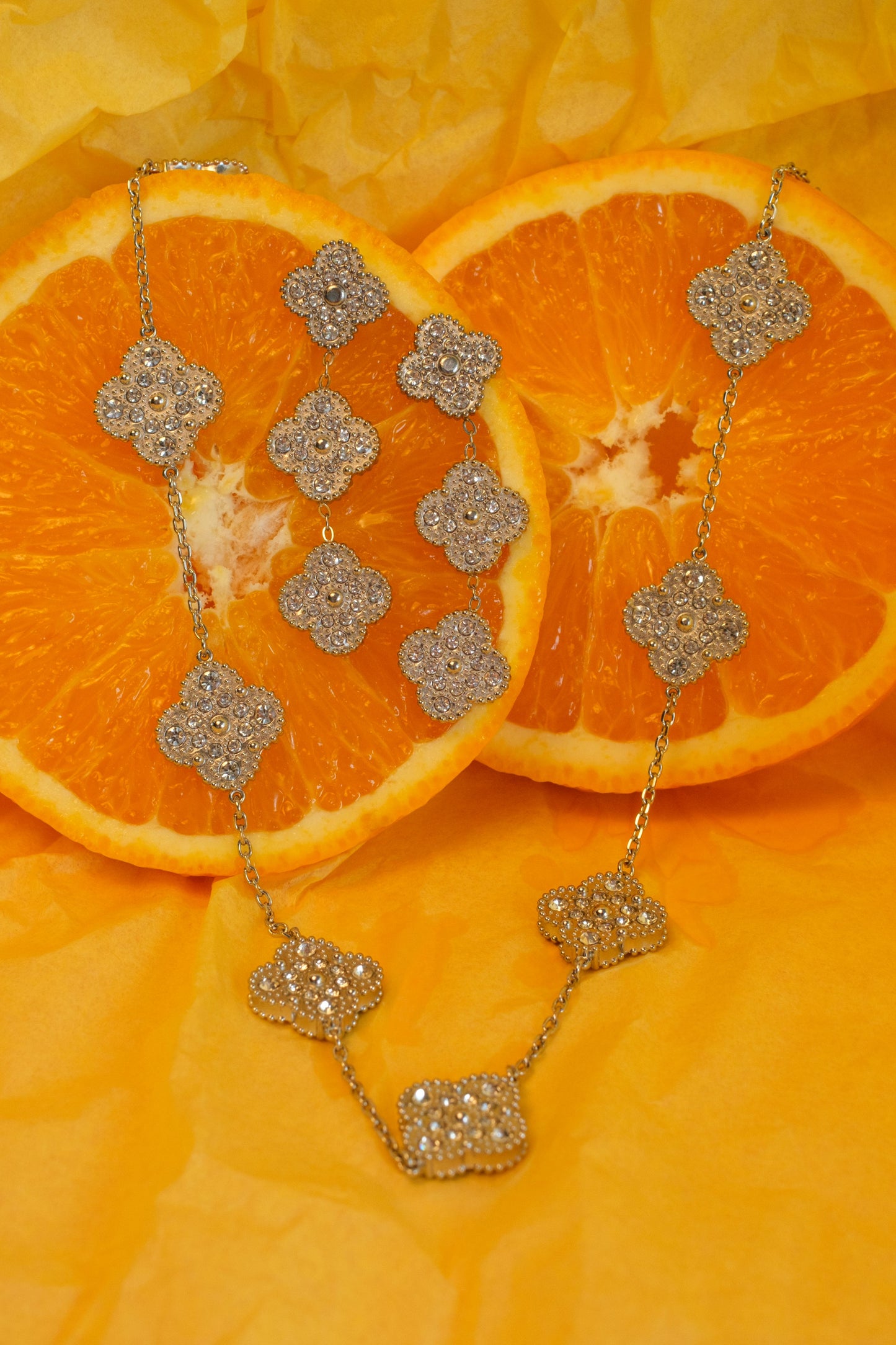 Infinite Glow 2 Sided Crystal 316L Stainless Steel Clover Collection