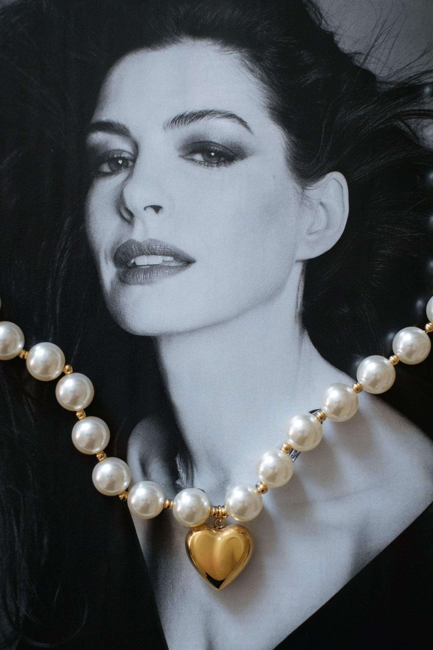 The Darling Gold Heart 316L Stainless Steel Pearl Necklace