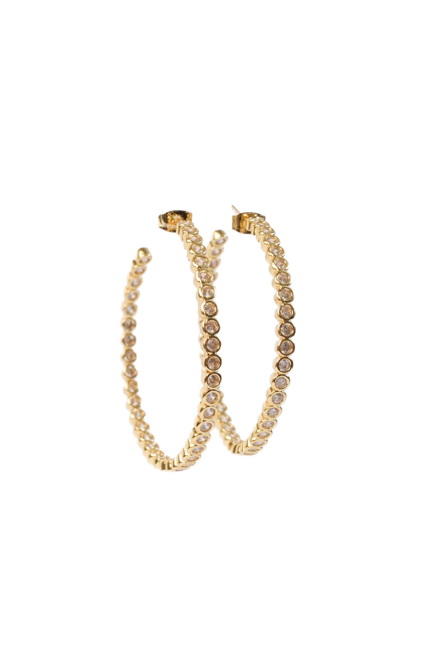 Center Stage Crystal Studded 316L Stainless Steel Hoops