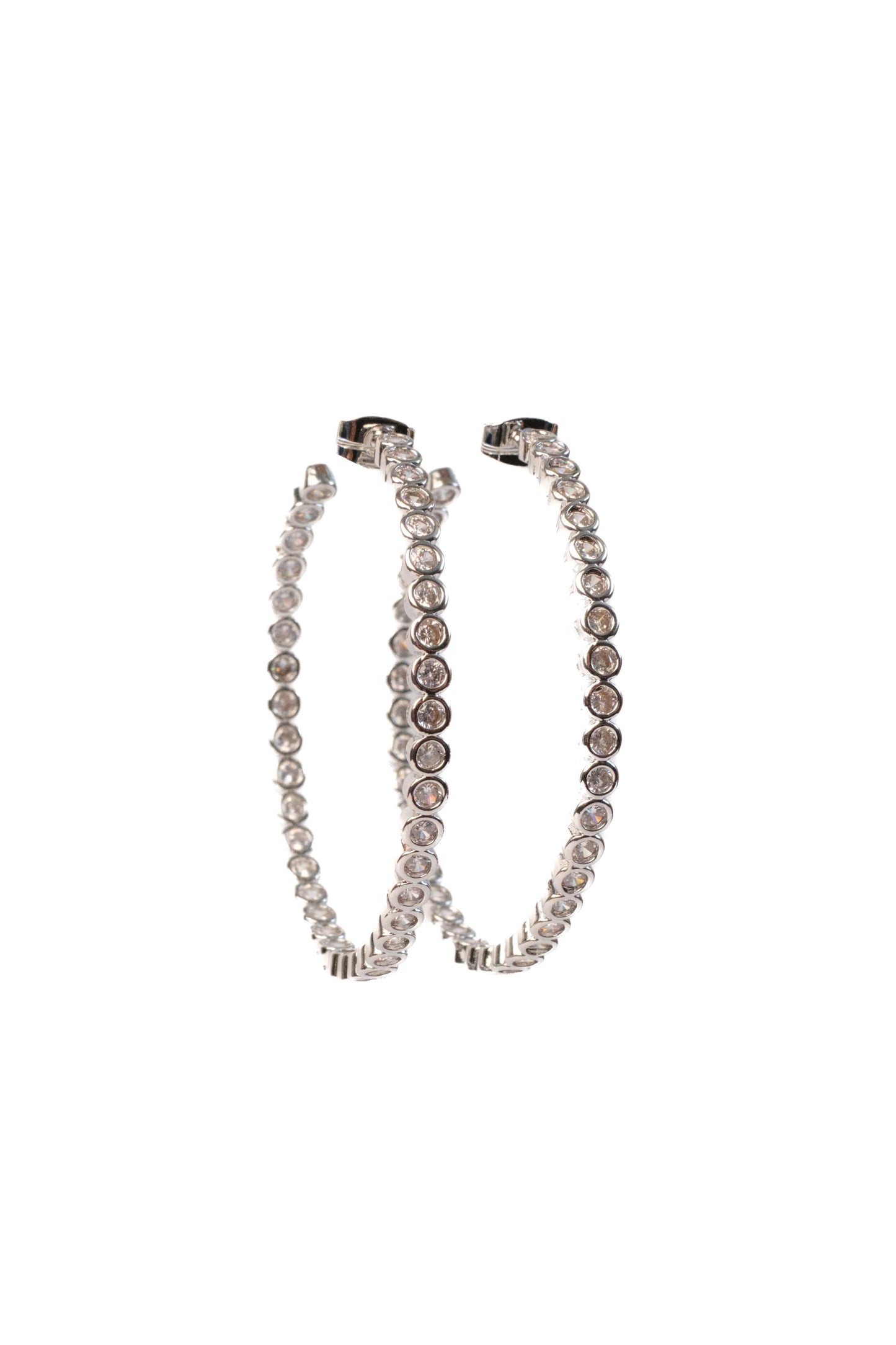 Center Stage Crystal Studded 316L Stainless Steel Hoops