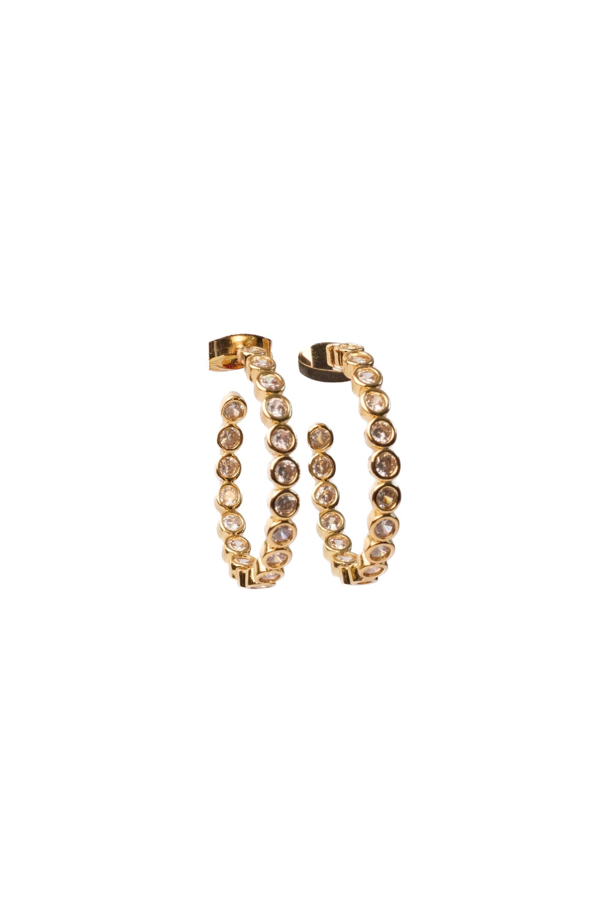 Center Stage Crystal Studded Stainless Steel Hoops