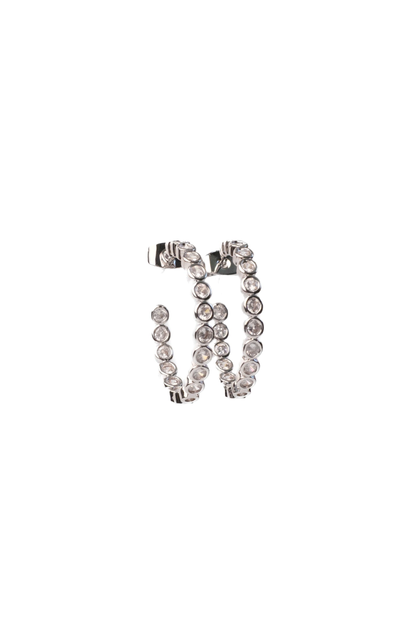 Center Stage Crystal Studded 316L Stainless Steel Hoops