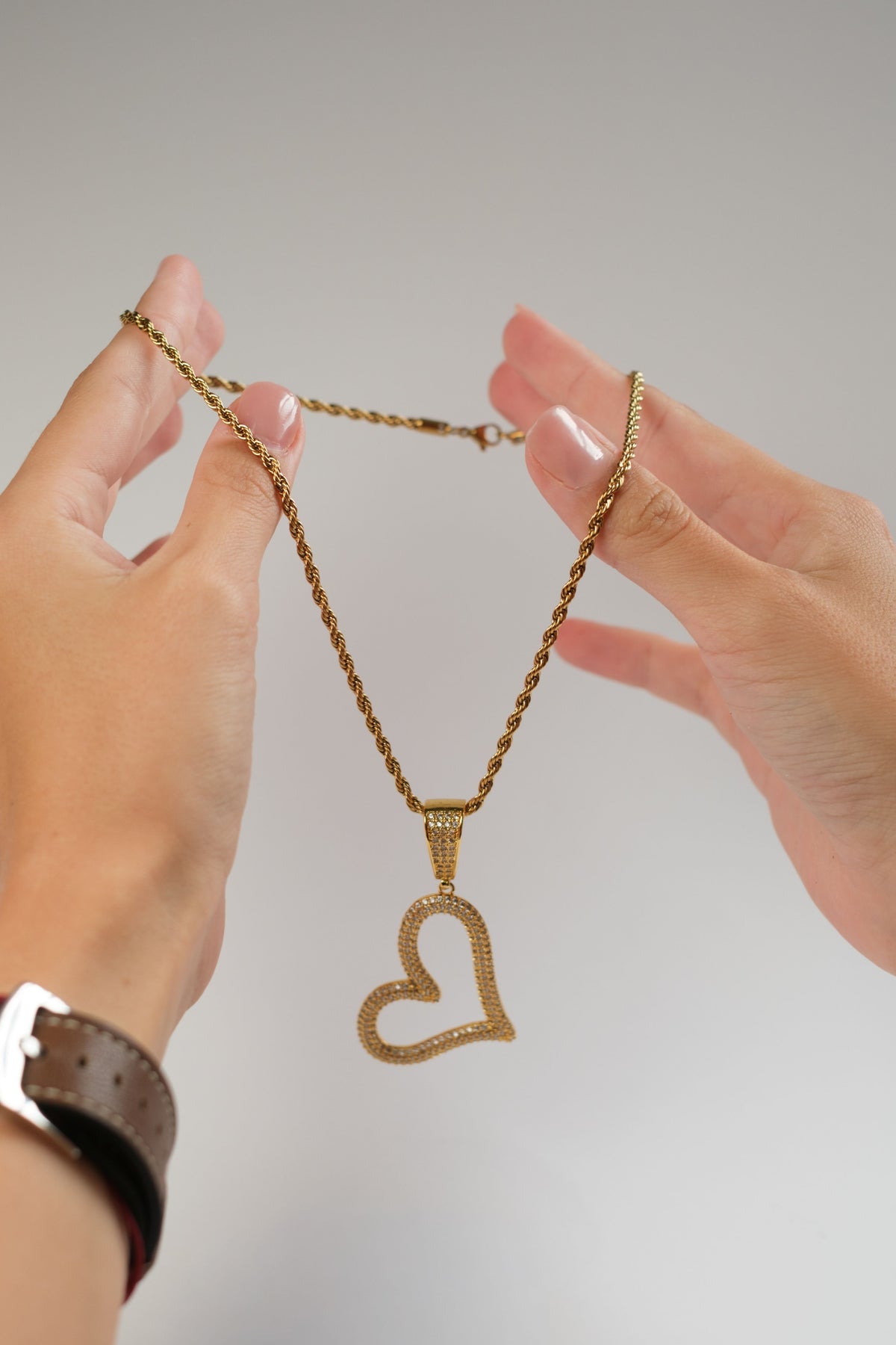 90's Crystal Heart 316L Stainless Steel Necklace