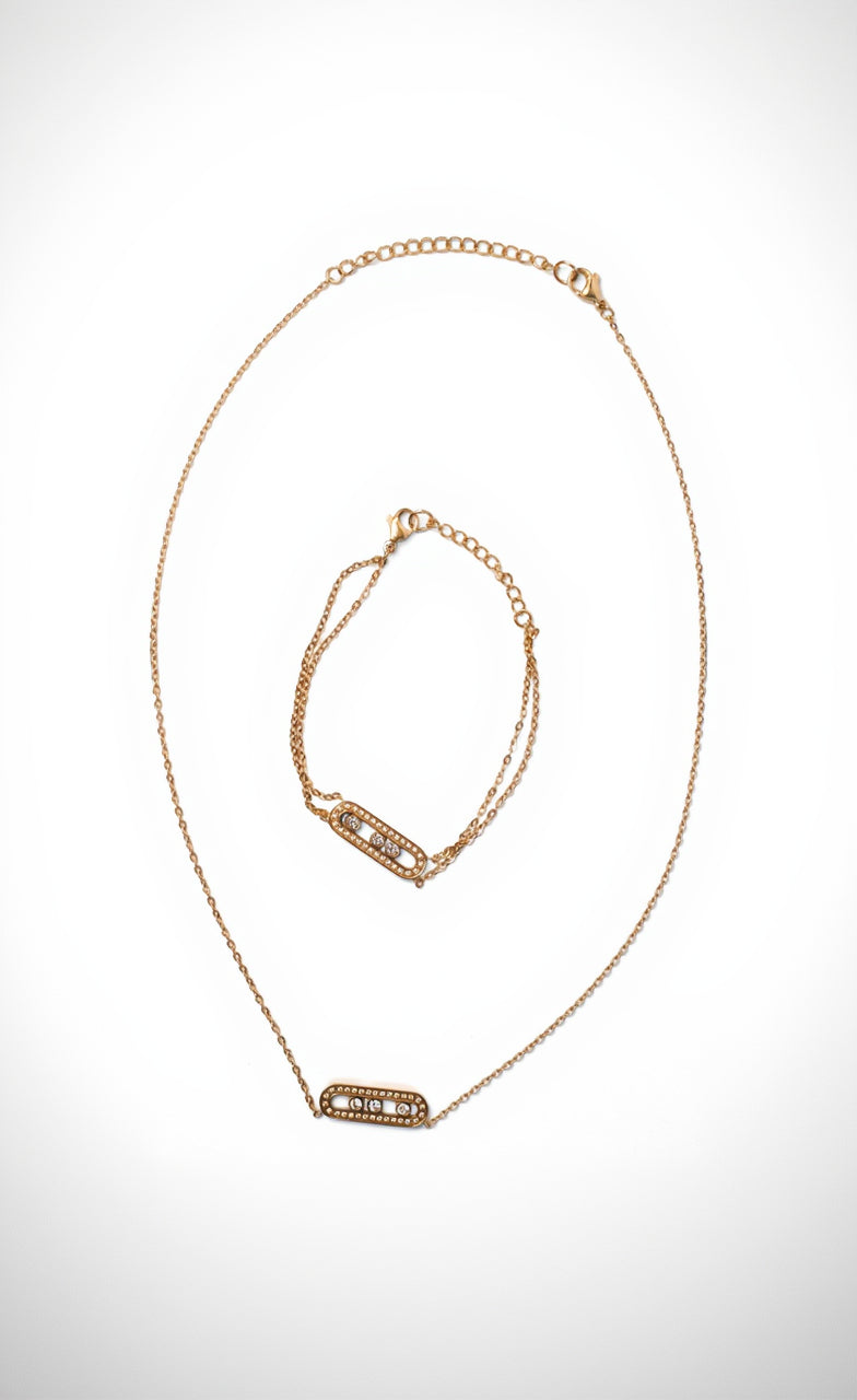Monaco Stainless Steel Necklace + Bracelet Duo