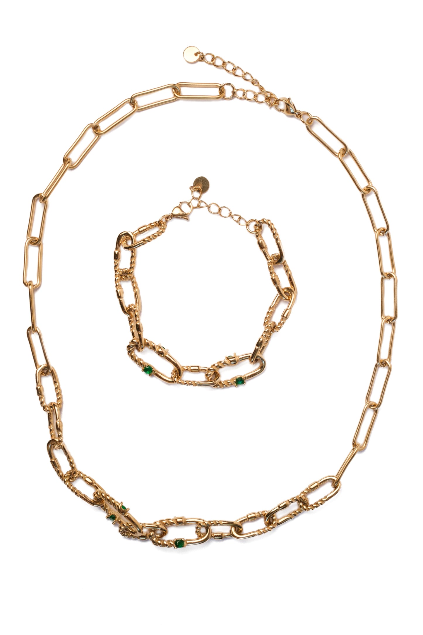 Emerald City 316L Stainless Steel Necklace + Bracelet Duo