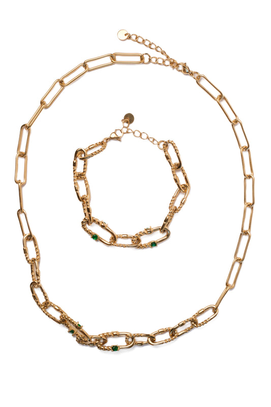Emerald City 316L Stainless Steel Necklace + Bracelet Duo