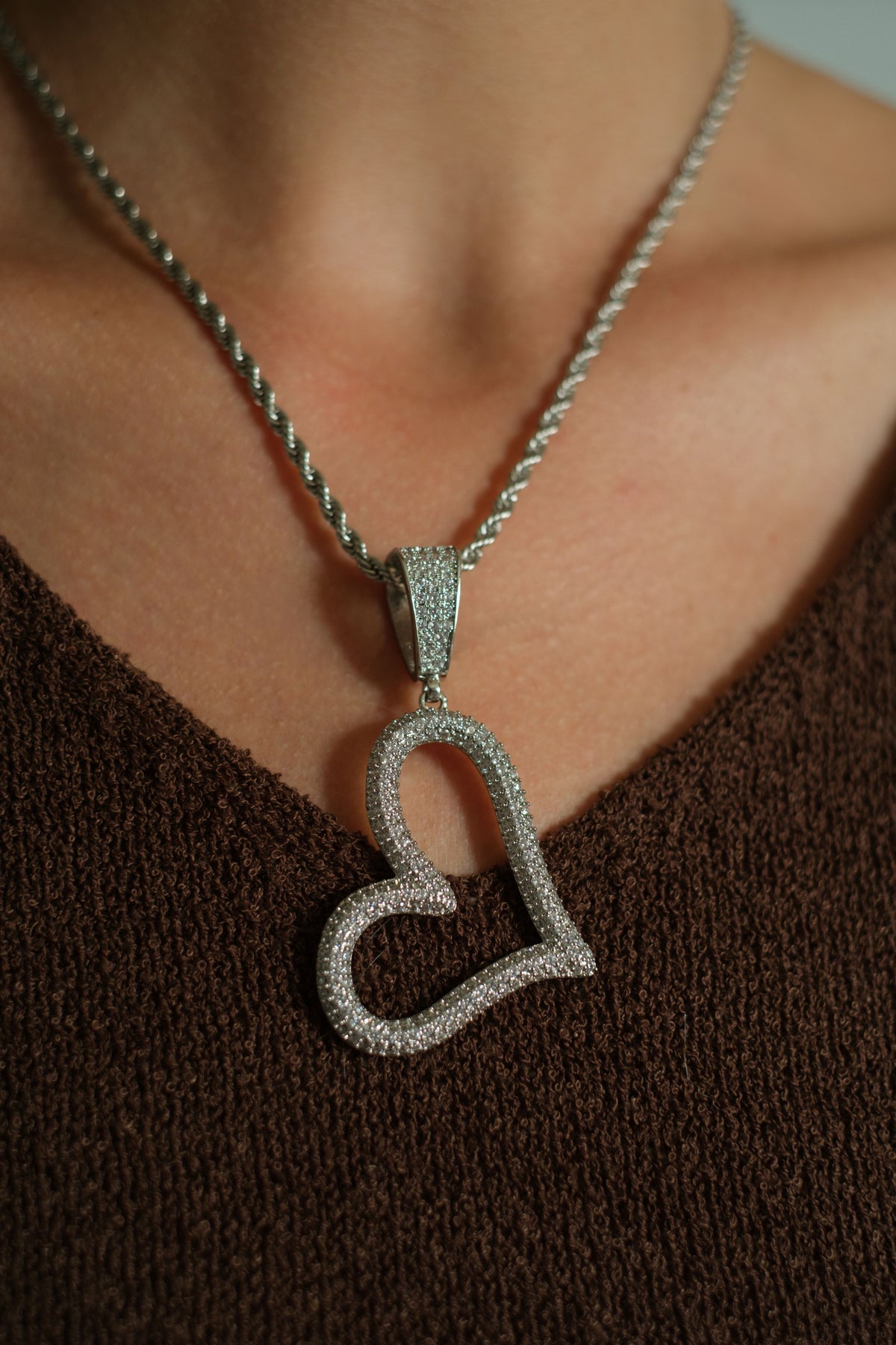 90's Crystal Heart 316L Stainless Steel Necklace