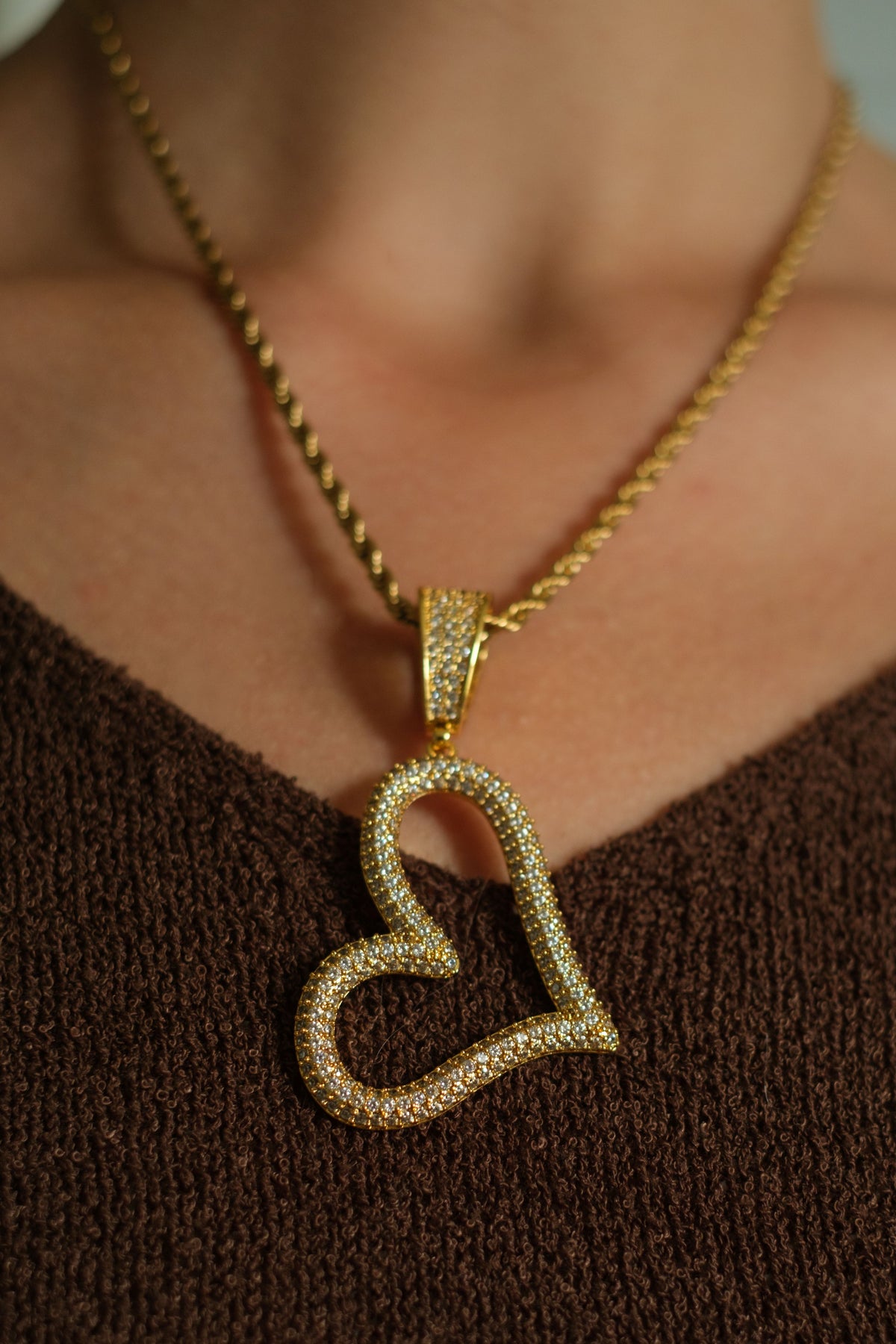 90's Crystal Heart 316L Stainless Steel Necklace