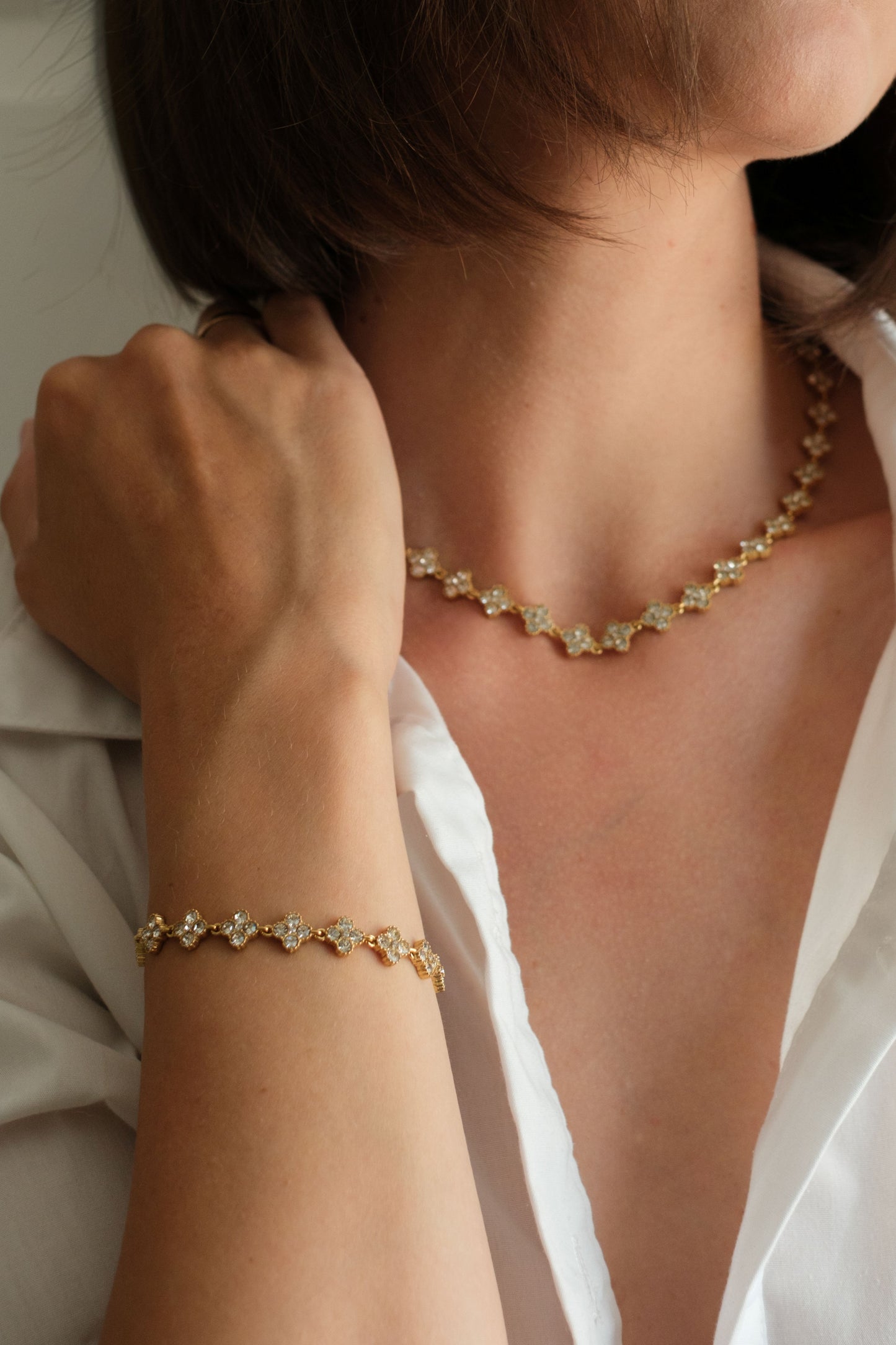 Clover Éclat 316L Stainless Steel Necklace + Bracelet Duo