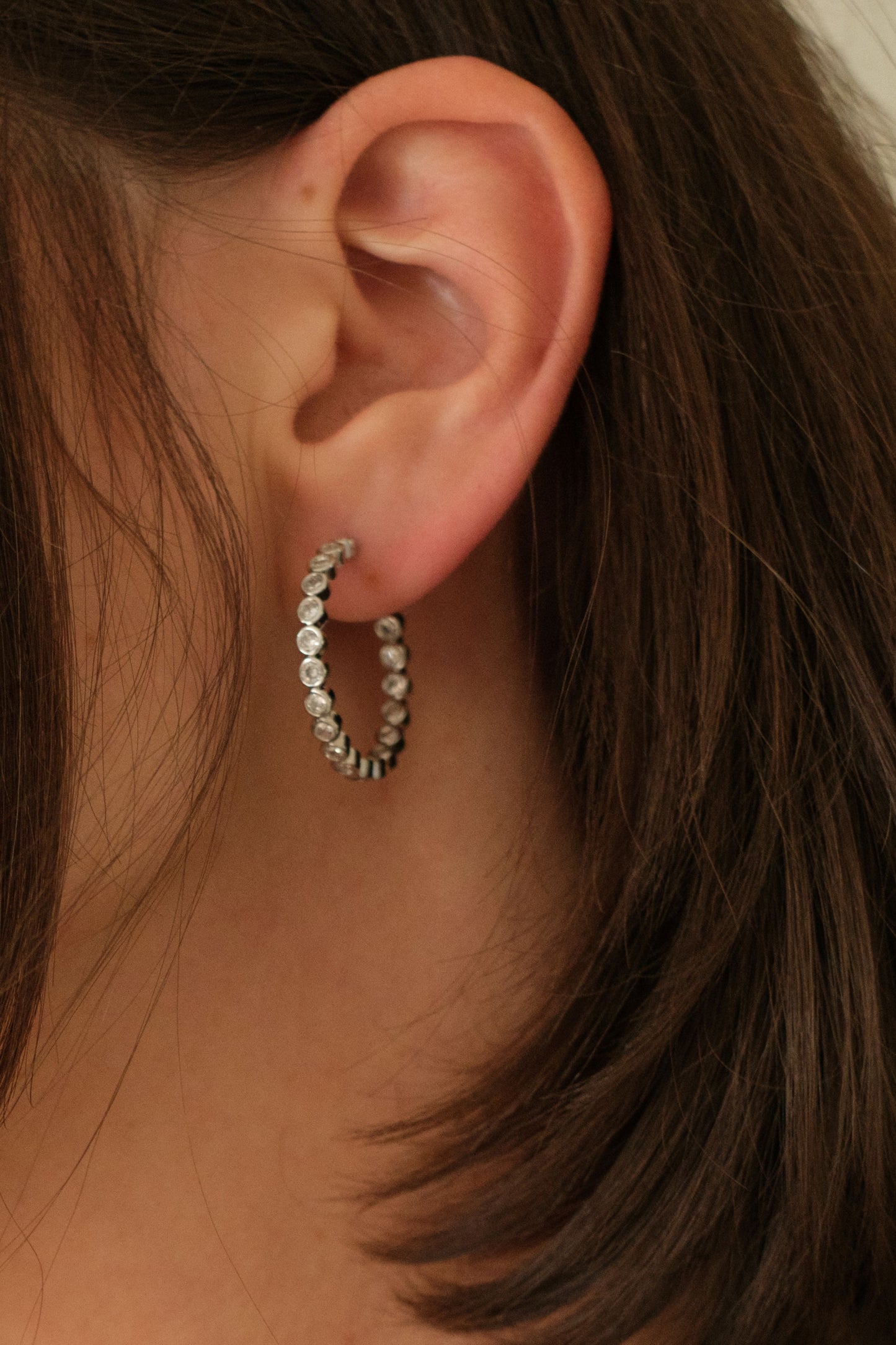 Center Stage Crystal Studded 316L Stainless Steel Hoops