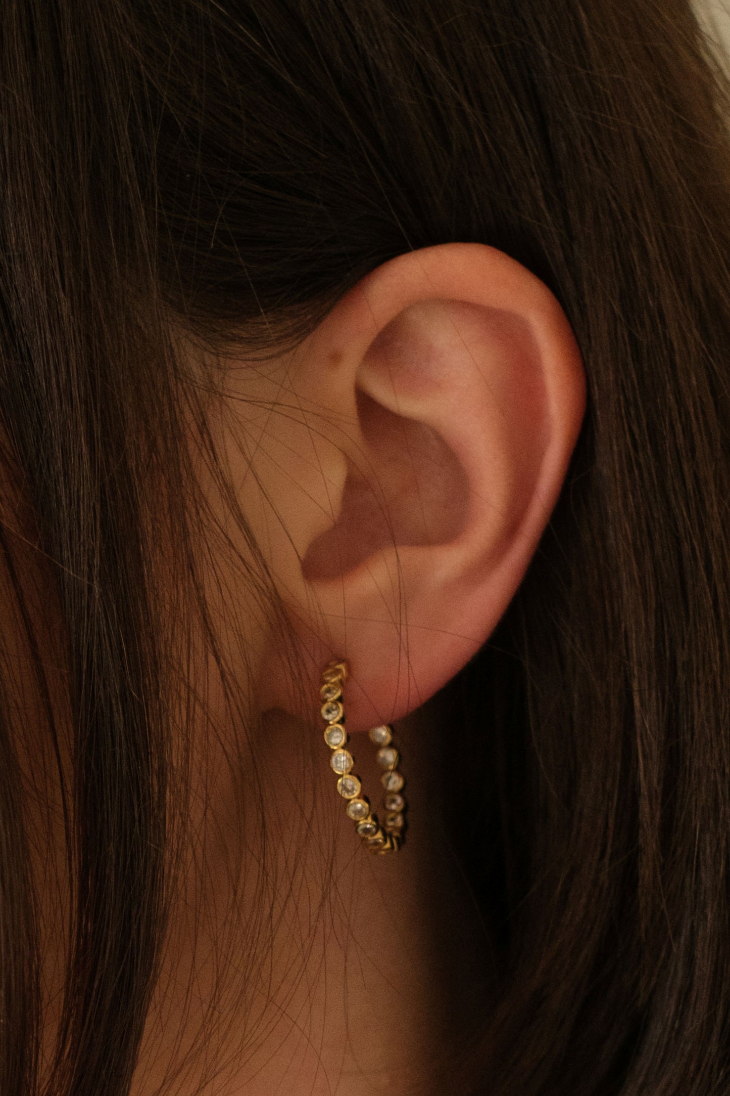 Center Stage Crystal Studded 316L Stainless Steel Hoops