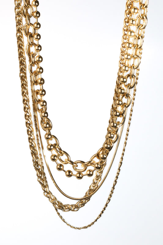 Golden Muse 316L Stainless Steel 5 Piece Necklace Ensemble