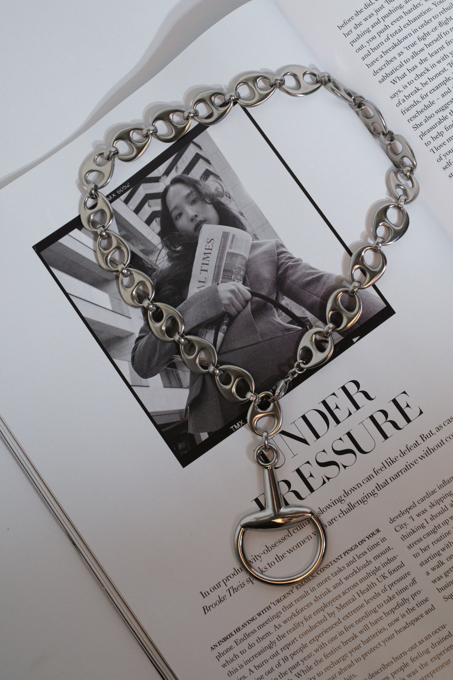 Lucky Girl Mariner Link 316L Stainless Steel Horse Bit Necklace