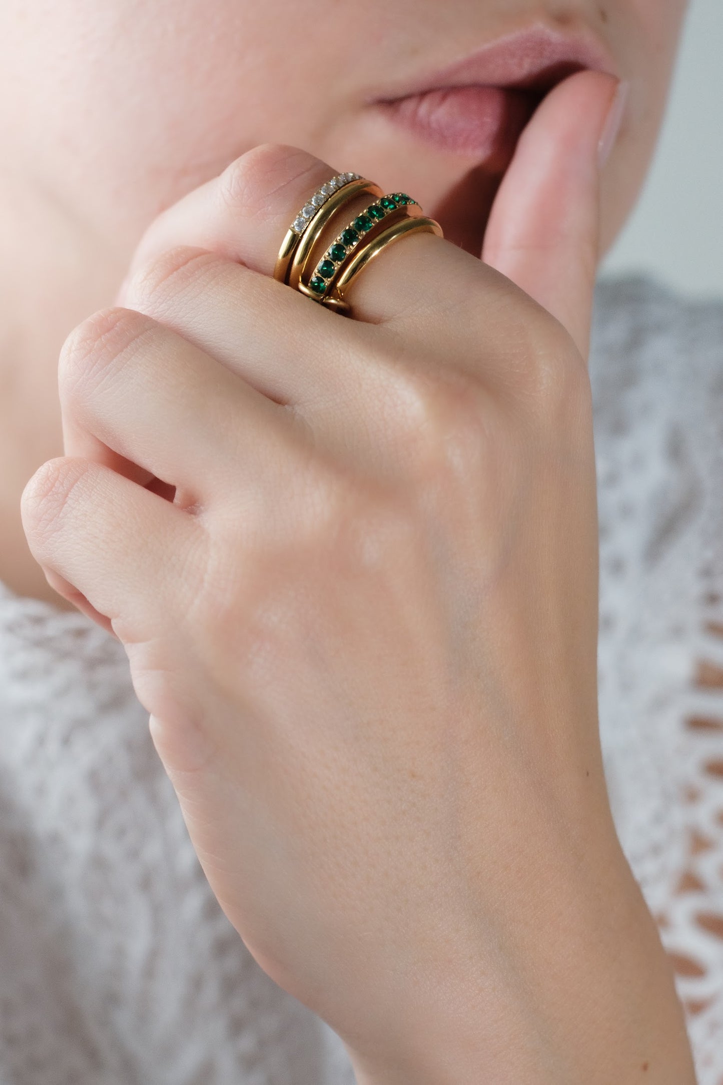 Esmeralda Royal Emerald Spinner 316L Stainless Steel Ring
