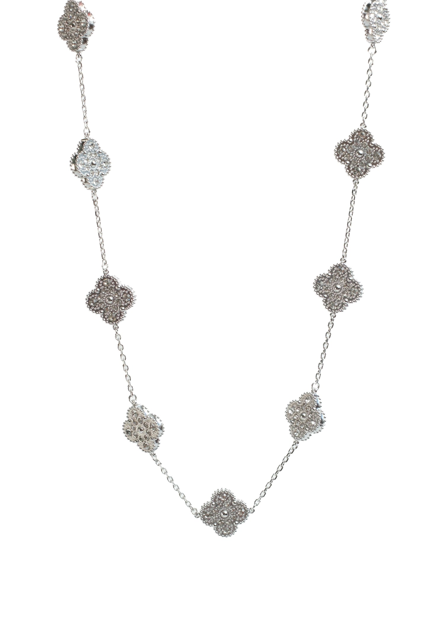 Infinite Glow 2 Sided Crystal 316L Stainless Steel Clover Necklace