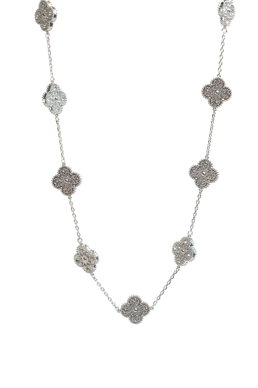 Infinite Glow 2 Sided Crystal 316L Stainless Steel Clover Necklace