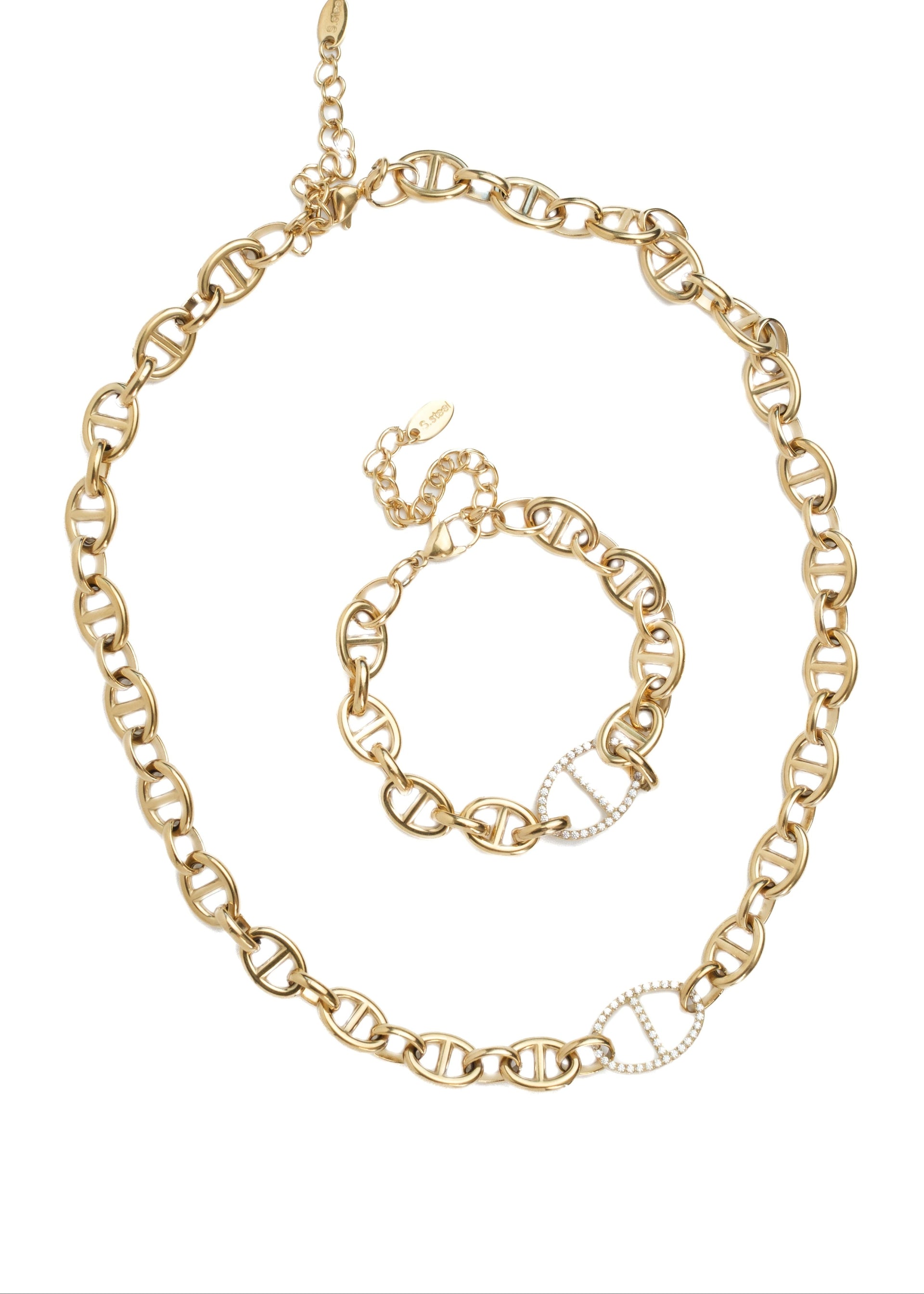 Simply "HER" Stainless Steel Bracelet + Necklace Duo