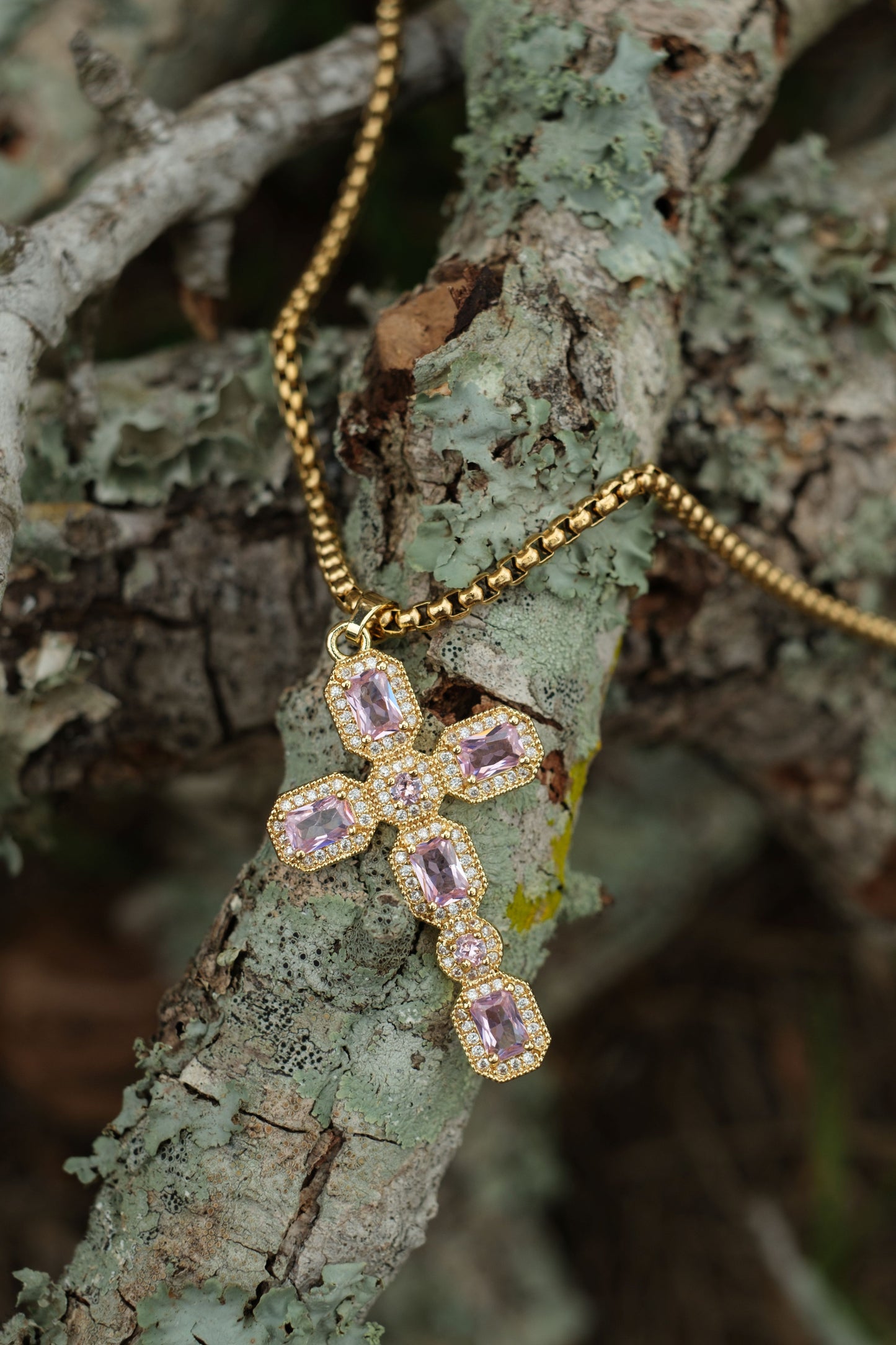 Loveliest Pink Cross 316L Stainless Steel Necklace