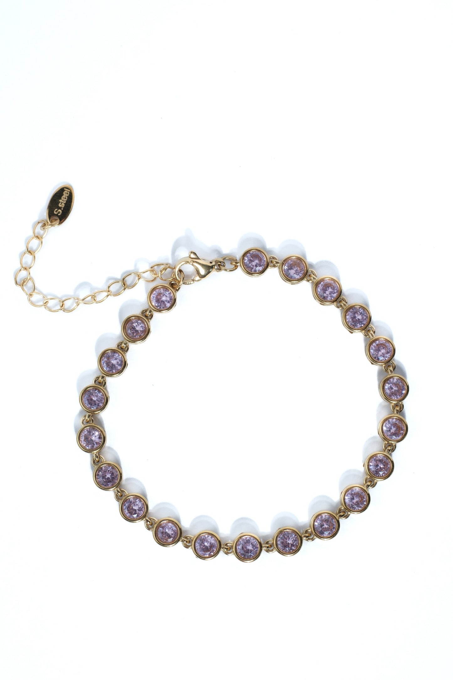 Pink Kisses Tennis Necklace and Bracelet Duo 316L Stainless Steel