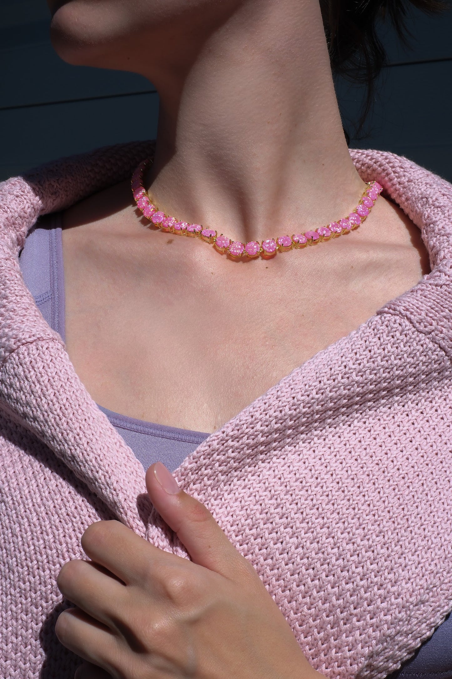 Barbie Doll Pink Natural Opal Necklace