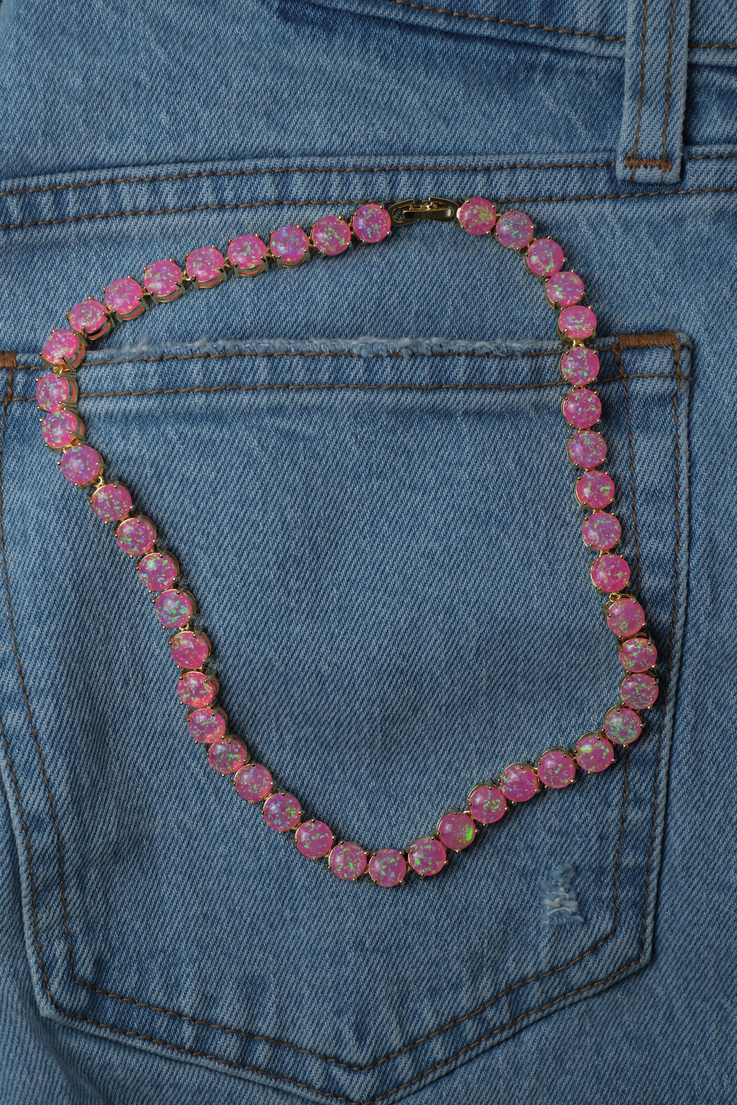 Barbie Doll Pink Natural Opal Necklace