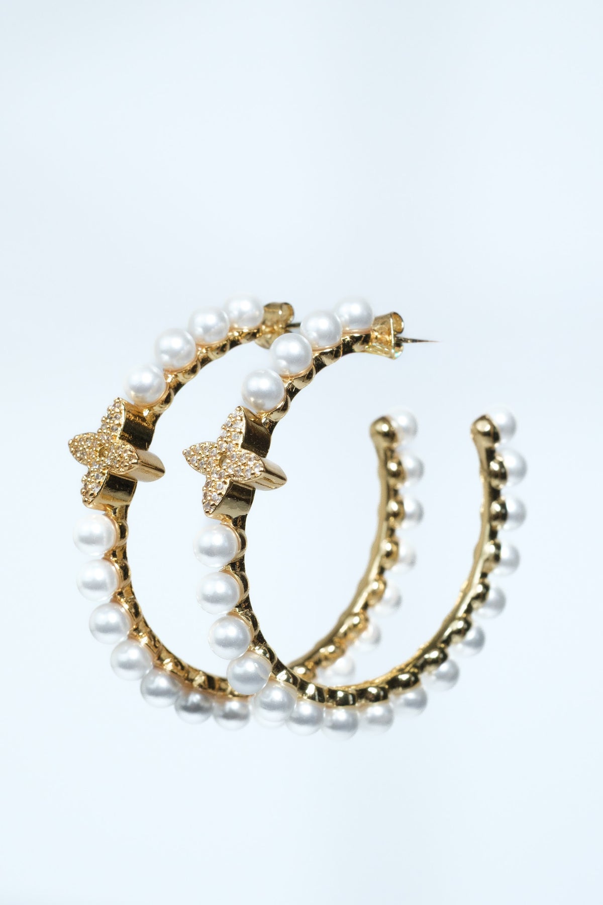 Park Avenue Pearl Hoop Stainless Steel Earrings
