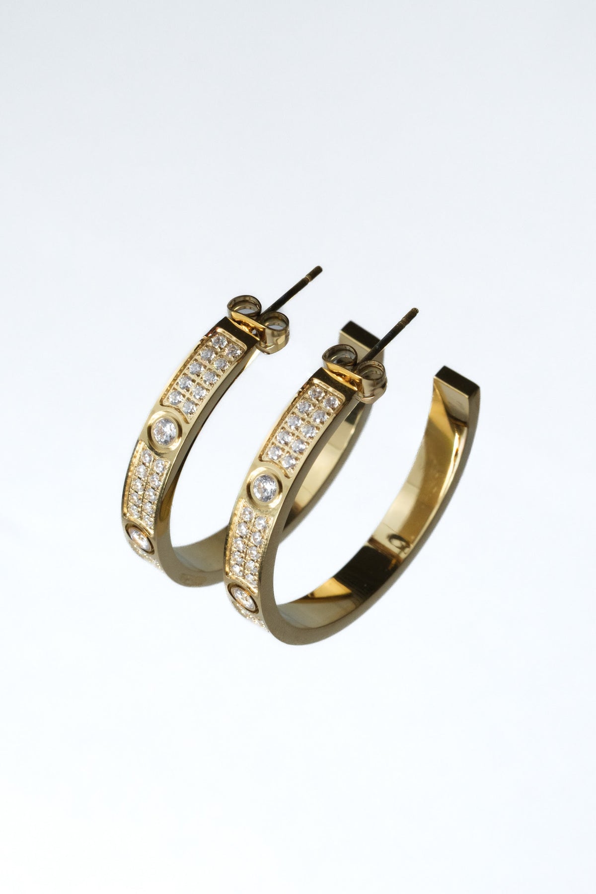 Glimmer Crystal Stainless Steel Hoops