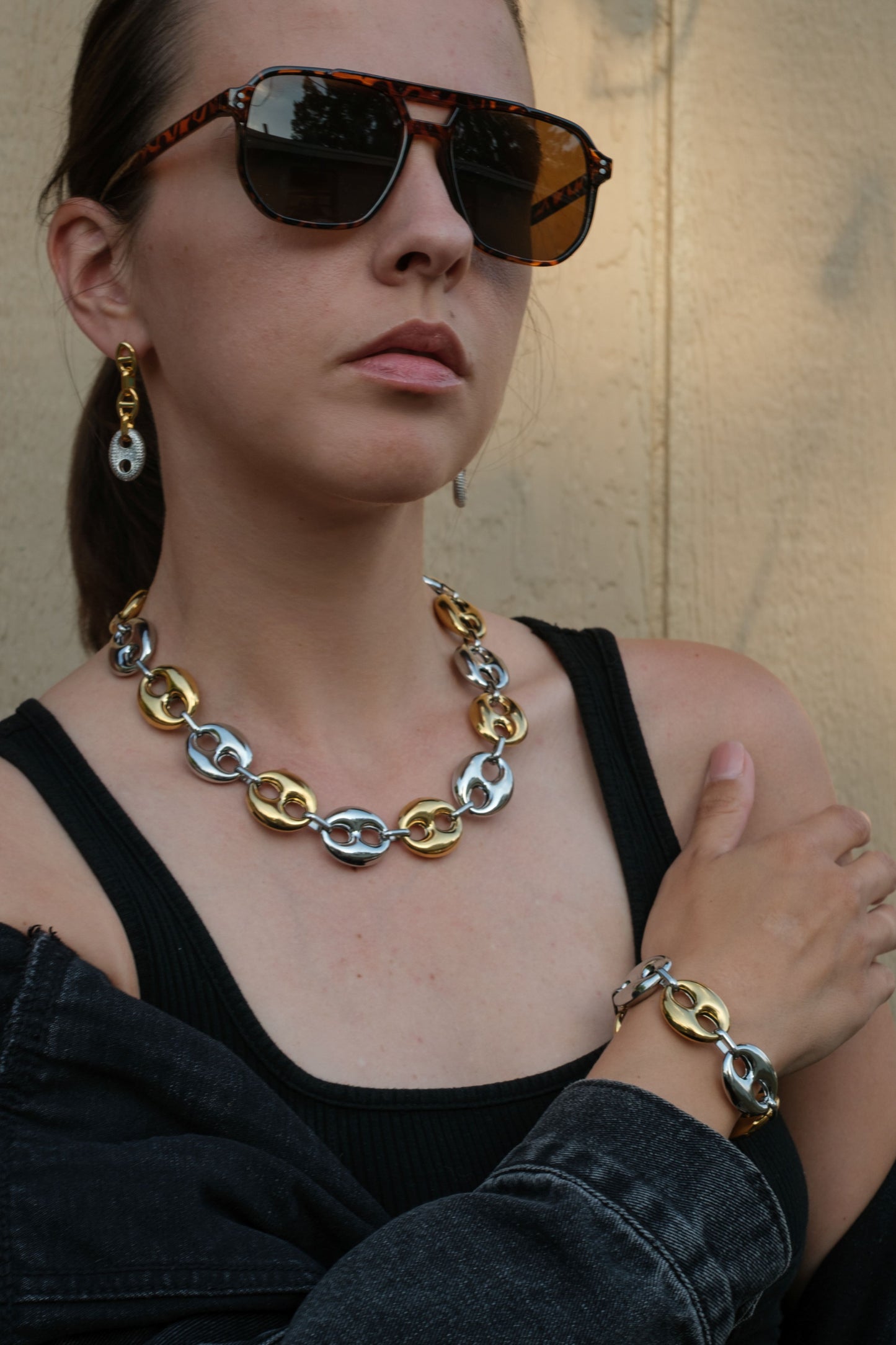 Shaken Not Stirred 316L Stainless Steel Bracelet + Necklace Duo