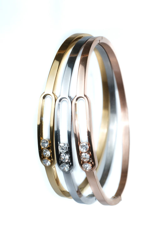 Lux Crystal Bangle Tri-Color 316L Stainless Steel  Trio