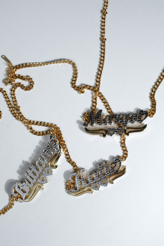 90's Princess Double Heart 316L Stainless Steel Name Plate