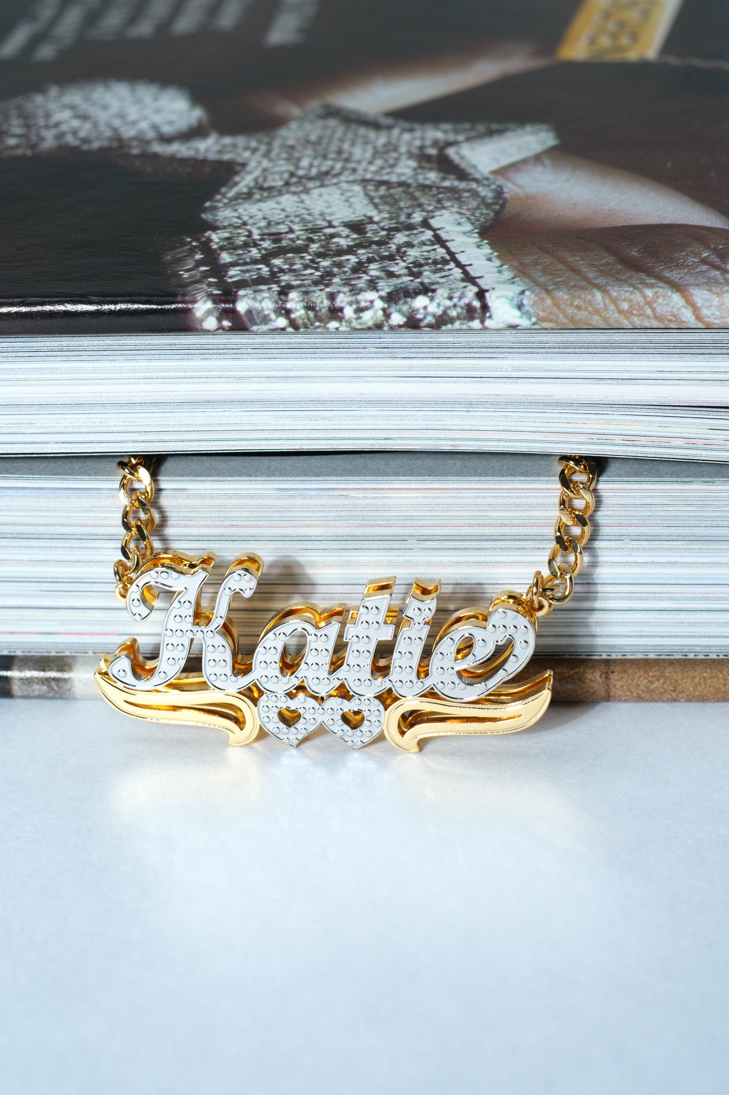 90's Princess Double Heart 316L Stainless Steel Name Plate