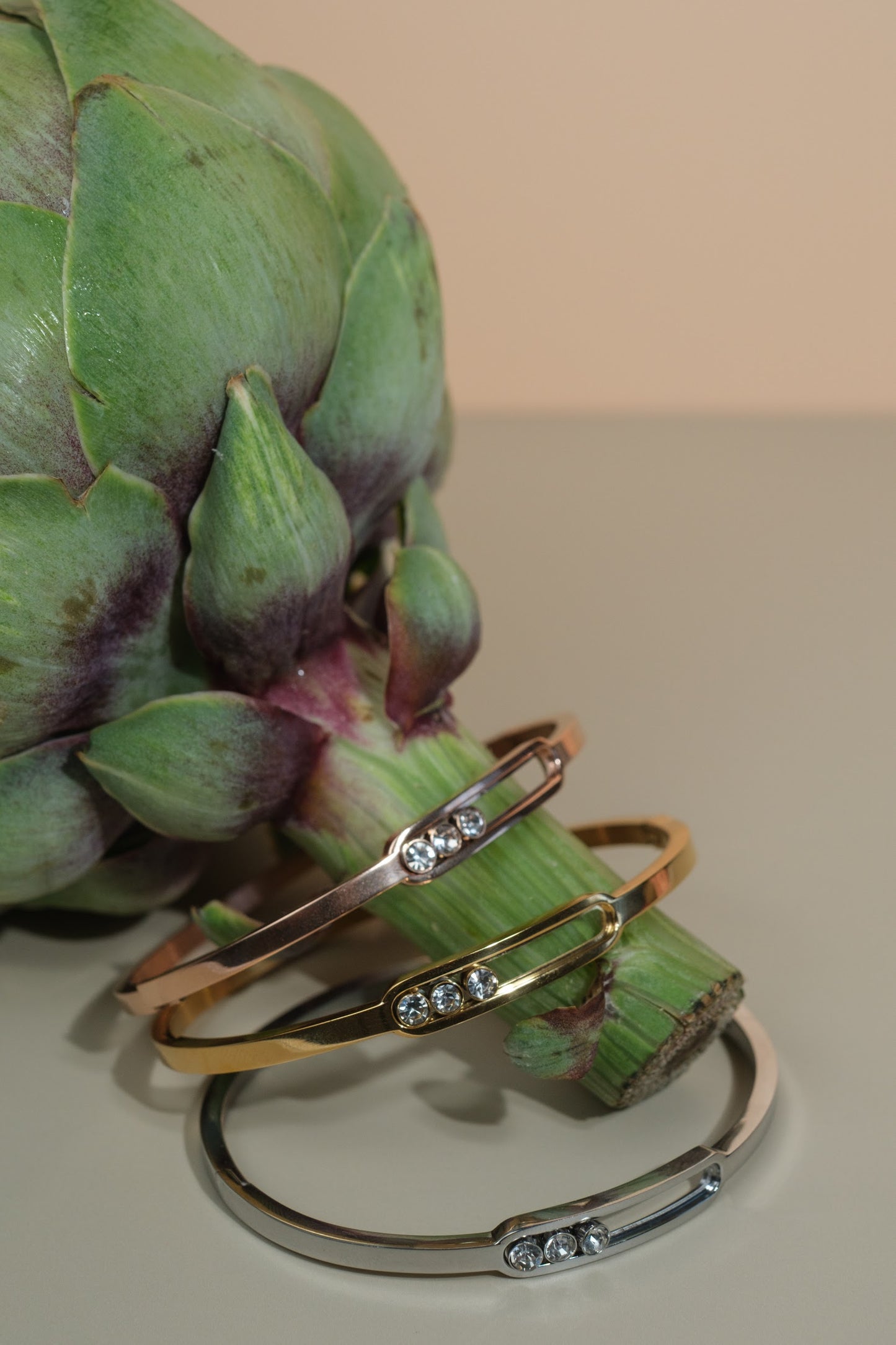 Lux Crystal Bangle Tri-Color 316L Stainless Steel  Trio