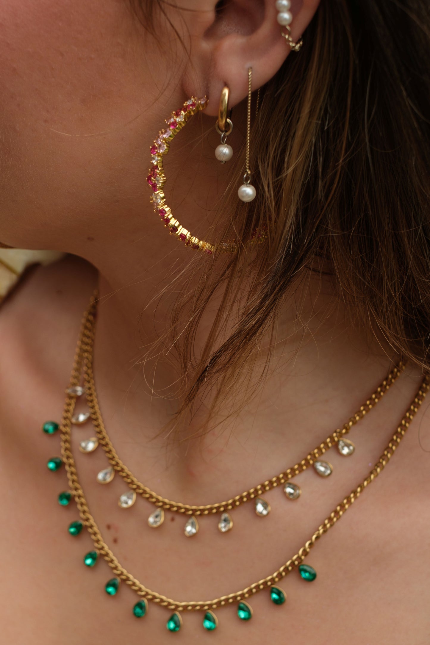10 Years in Bloom 316L Stainless Steel Pink Crystal Floral Hoops