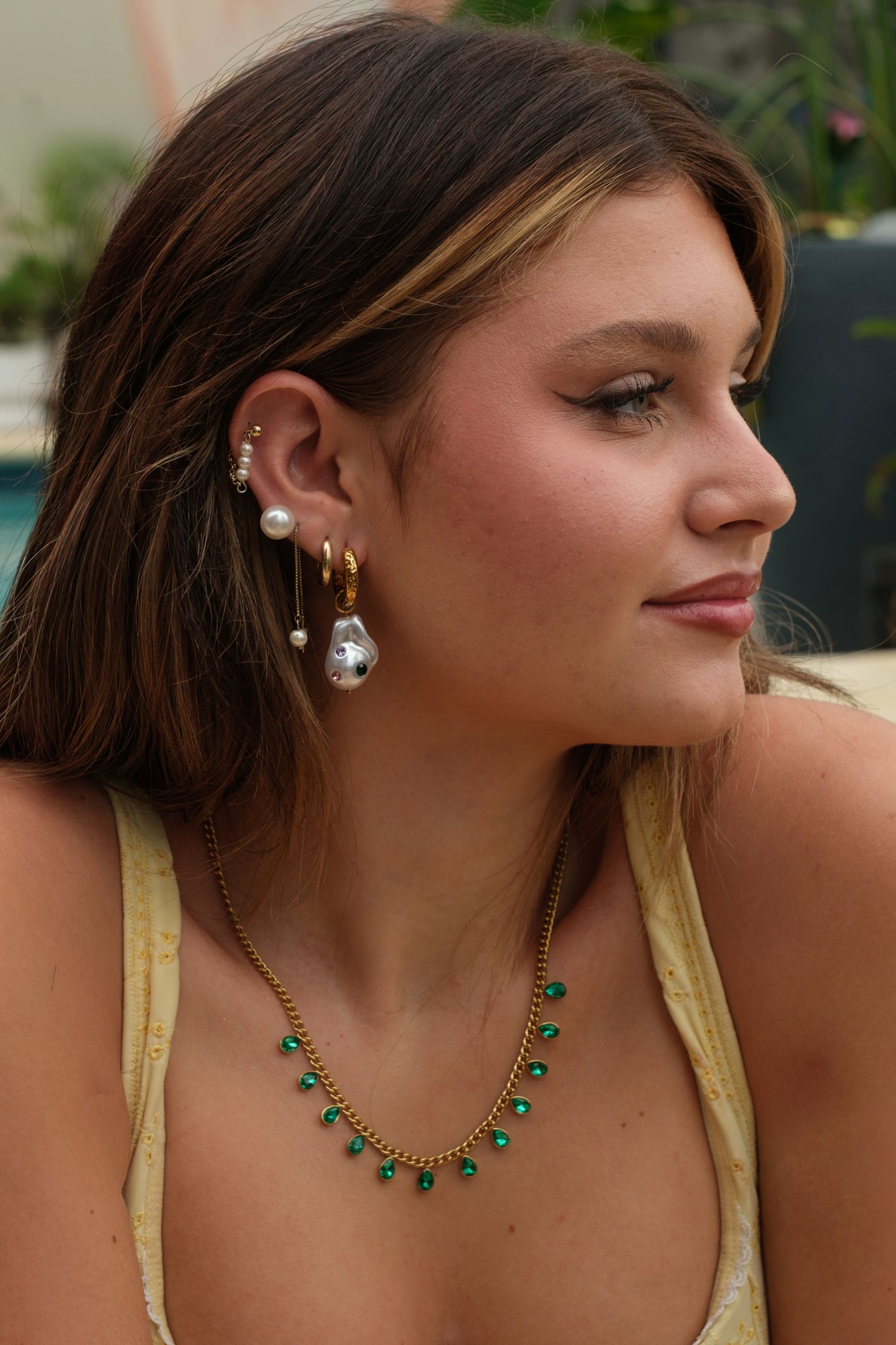 Pearl Society 316L Stainless Steel Multi-Gem Studded Earrings