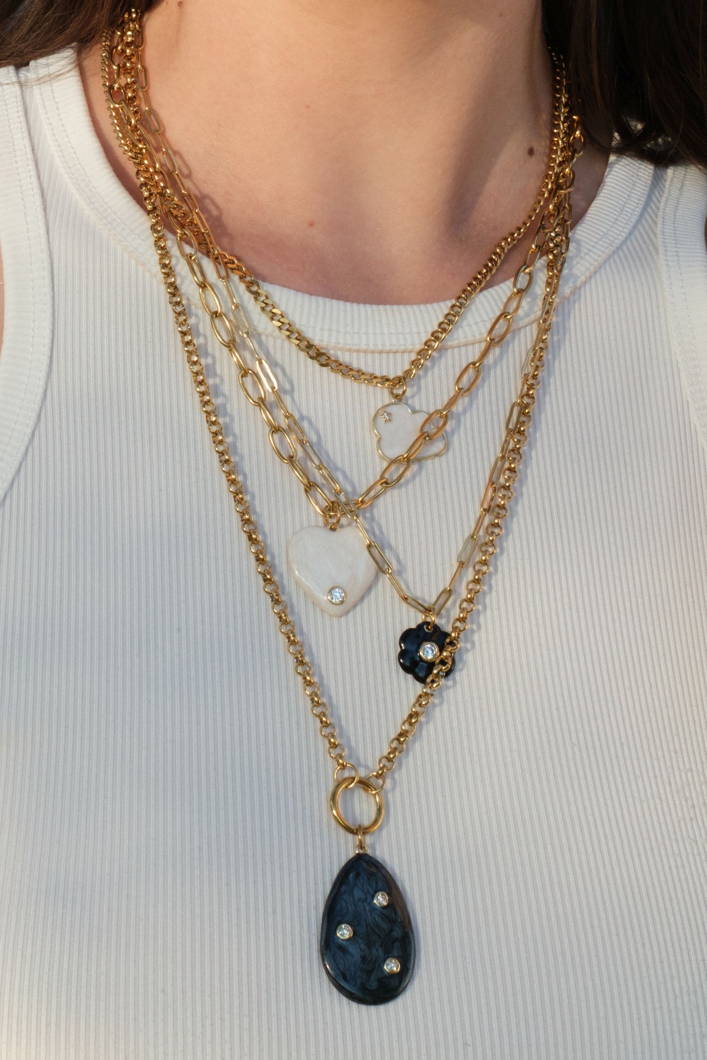 Wildflower Daydream Layering 316L Stainless Steel Necklace Set