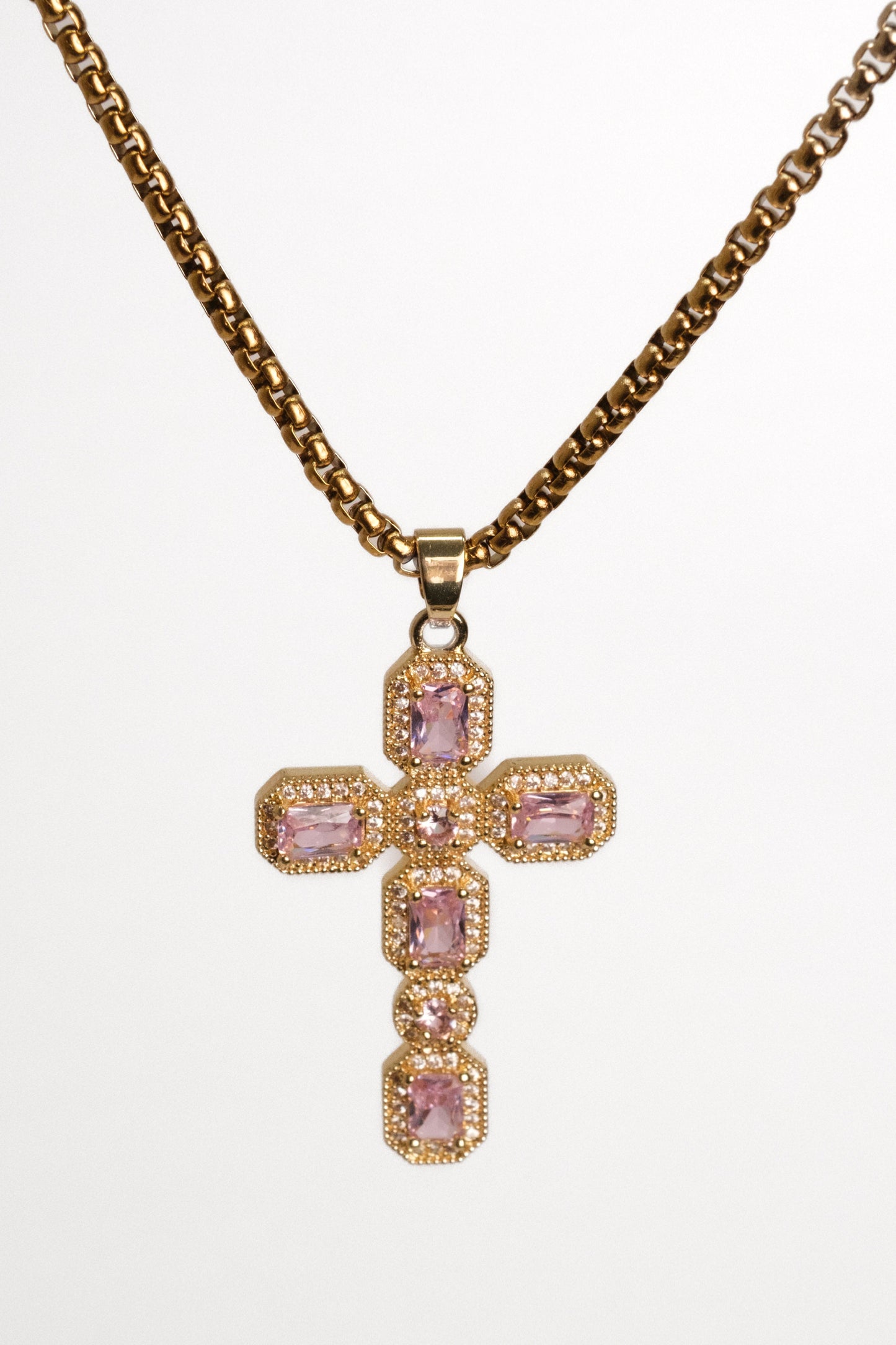 Loveliest Pink Cross 316L Stainless Steel Necklace