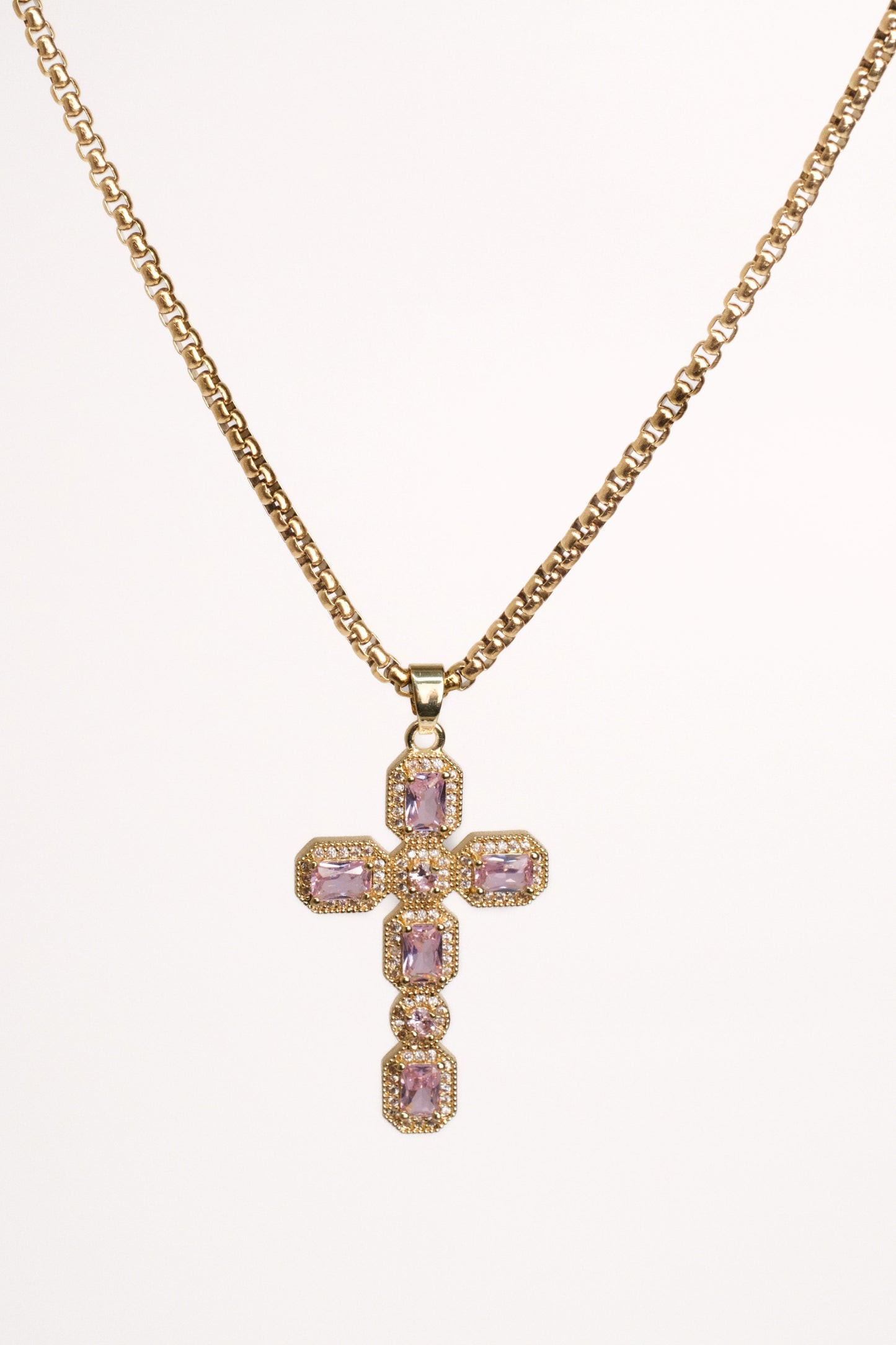 Loveliest Pink Cross 316L Stainless Steel Necklace