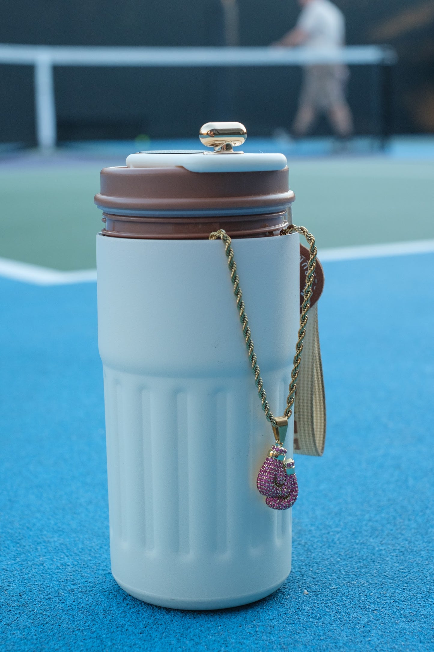 Unbroken Spirit Pink Crystal Boxing Gloves 316L Stainless Steel Necklace