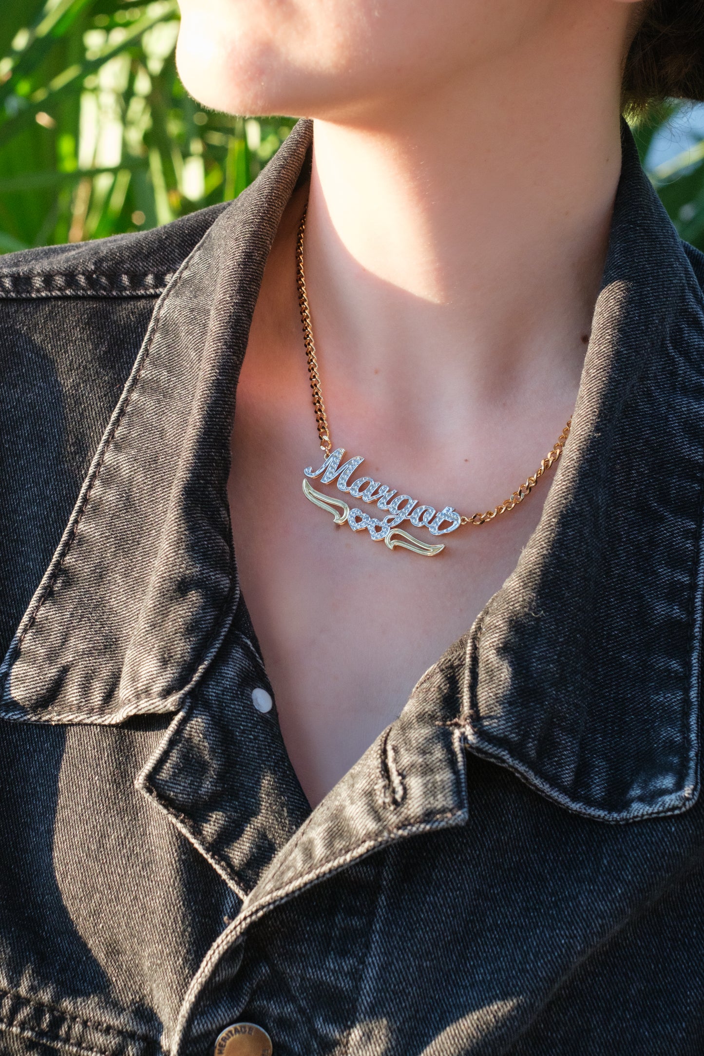 90's Princess Double Heart 316L Stainless Steel Name Plate