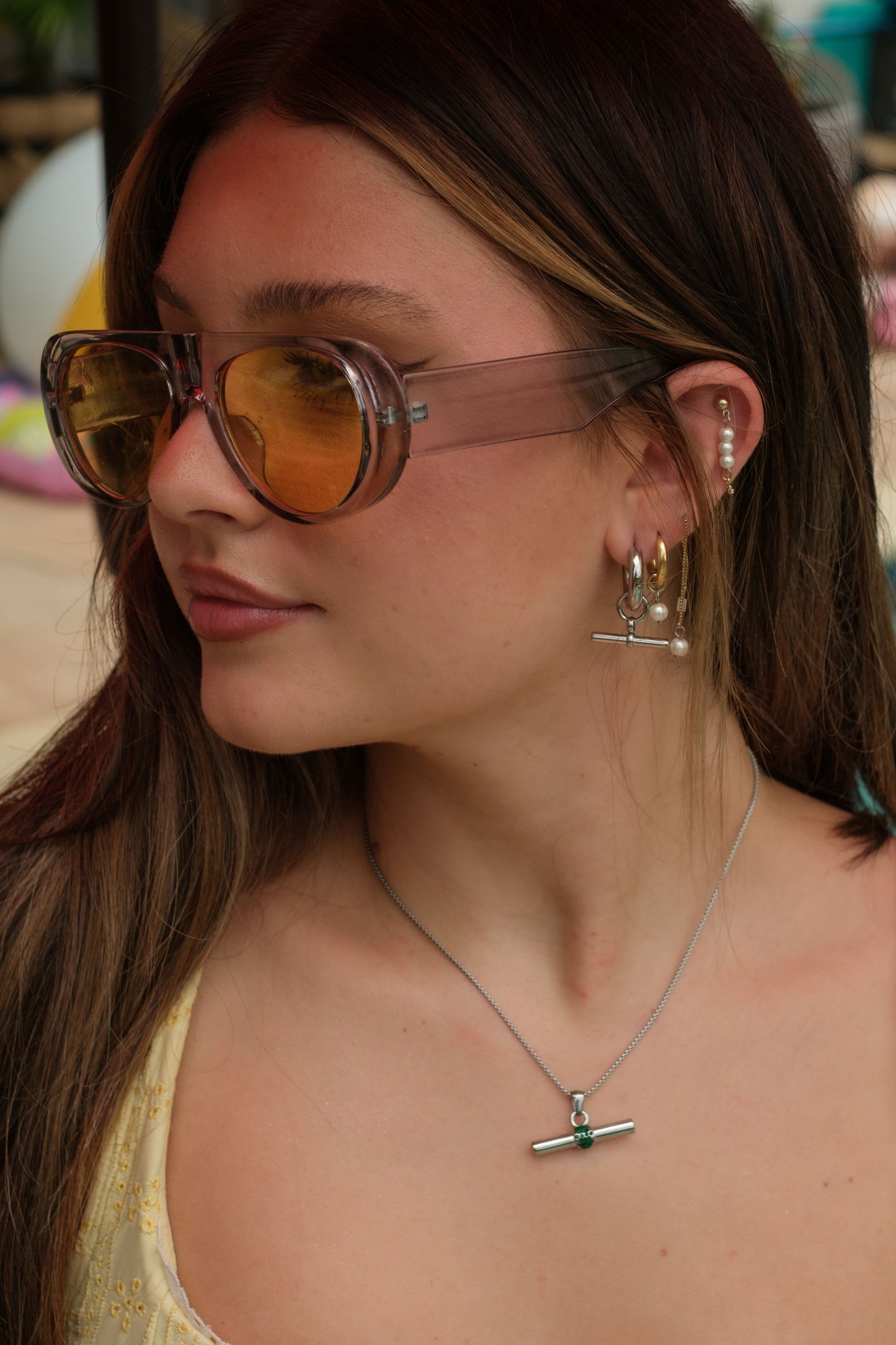 Editor's Pick T-Bar 316L Stainless Steel Necklace + Earrings
