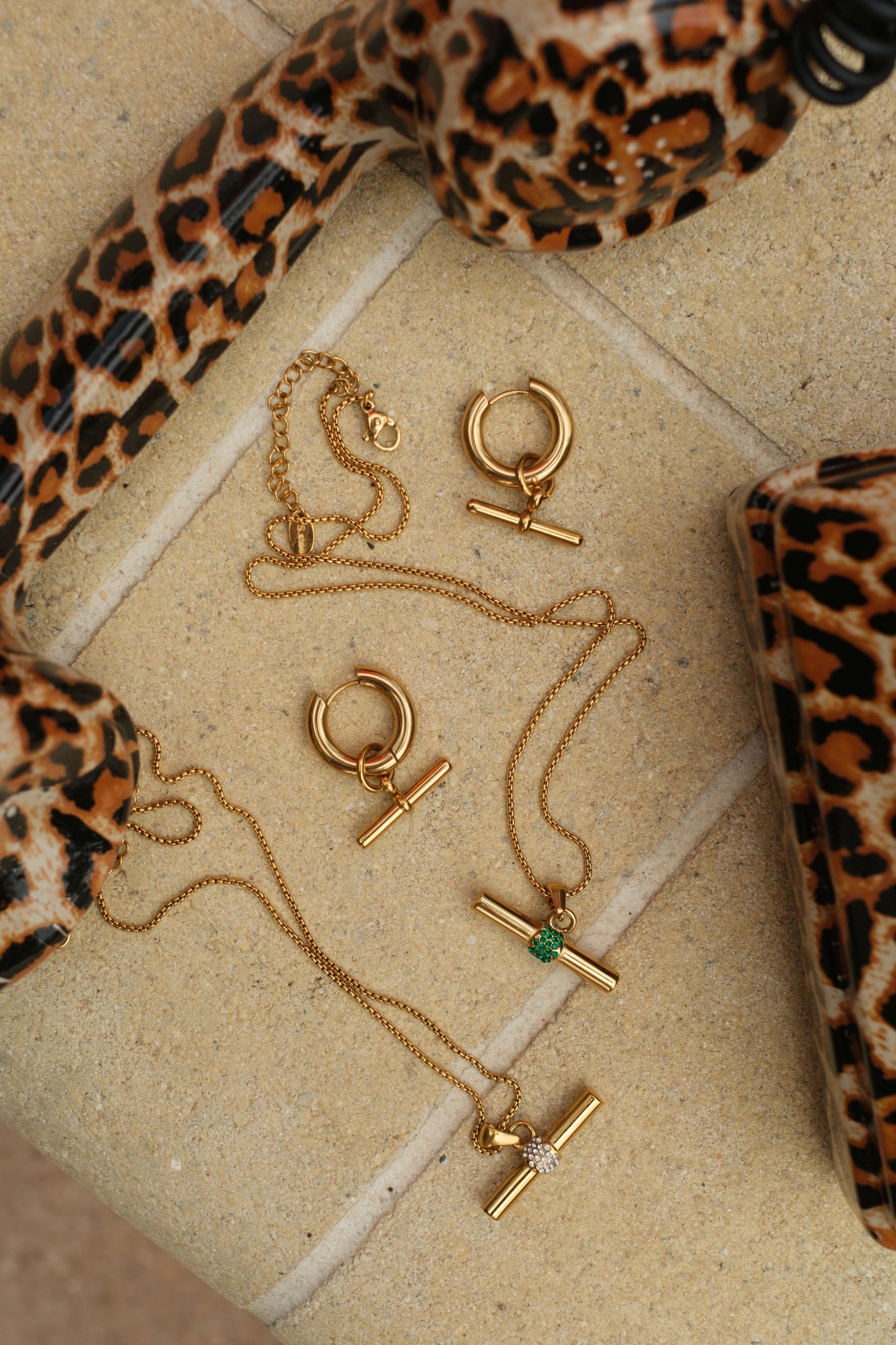 Editor's Pick T-Bar 316L Stainless Steel Necklace + Earrings