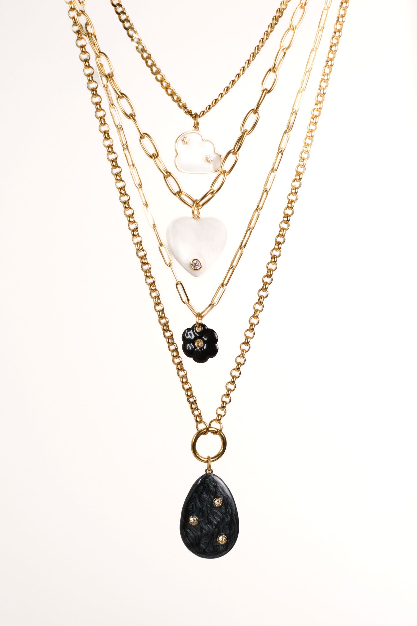 Wildflower Daydream Layering 316L Stainless Steel Necklace Set