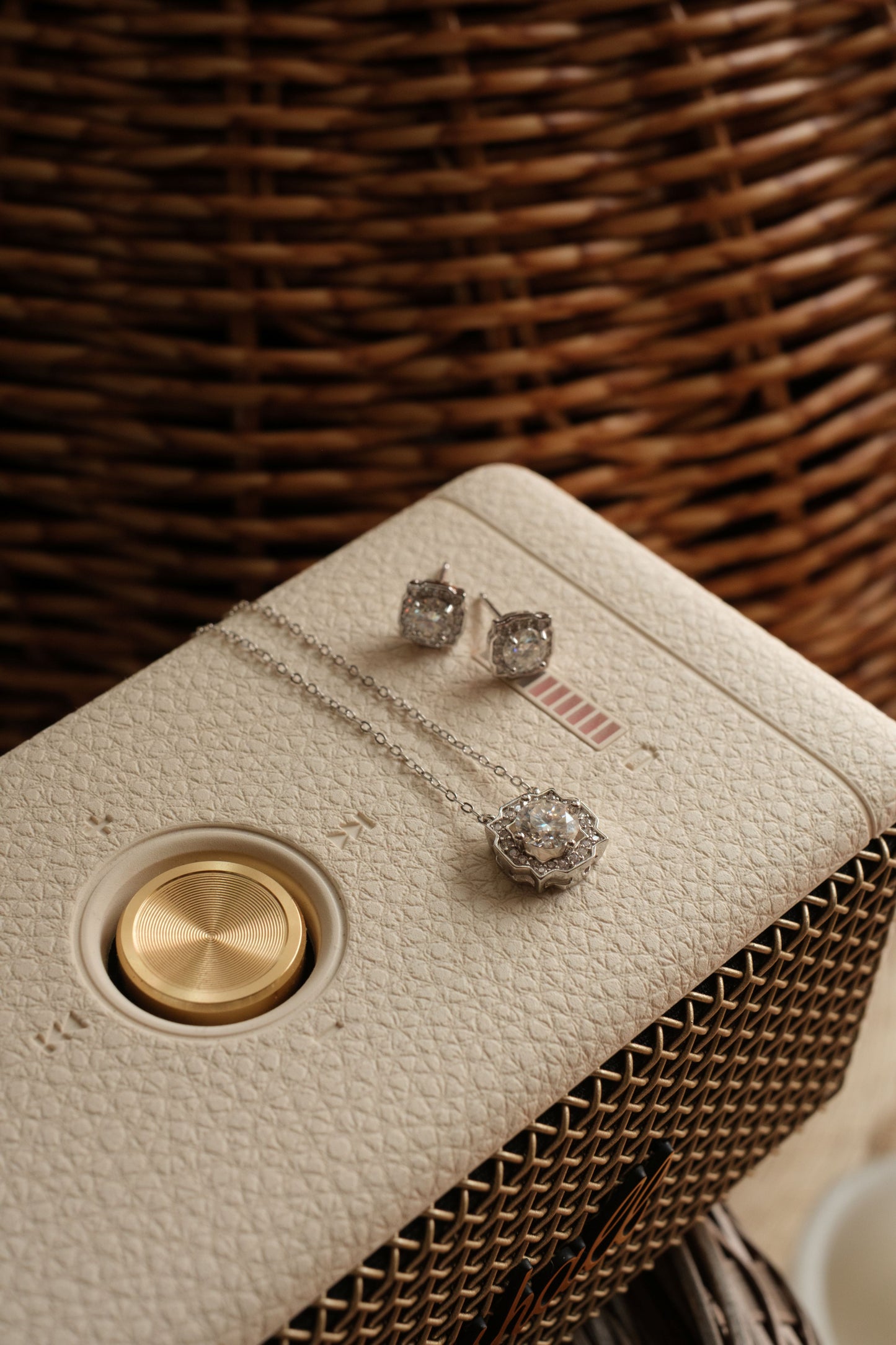 The Luxe Essentials .925 Sterling Silver 2ct Moissanite Necklace and Studs Duo