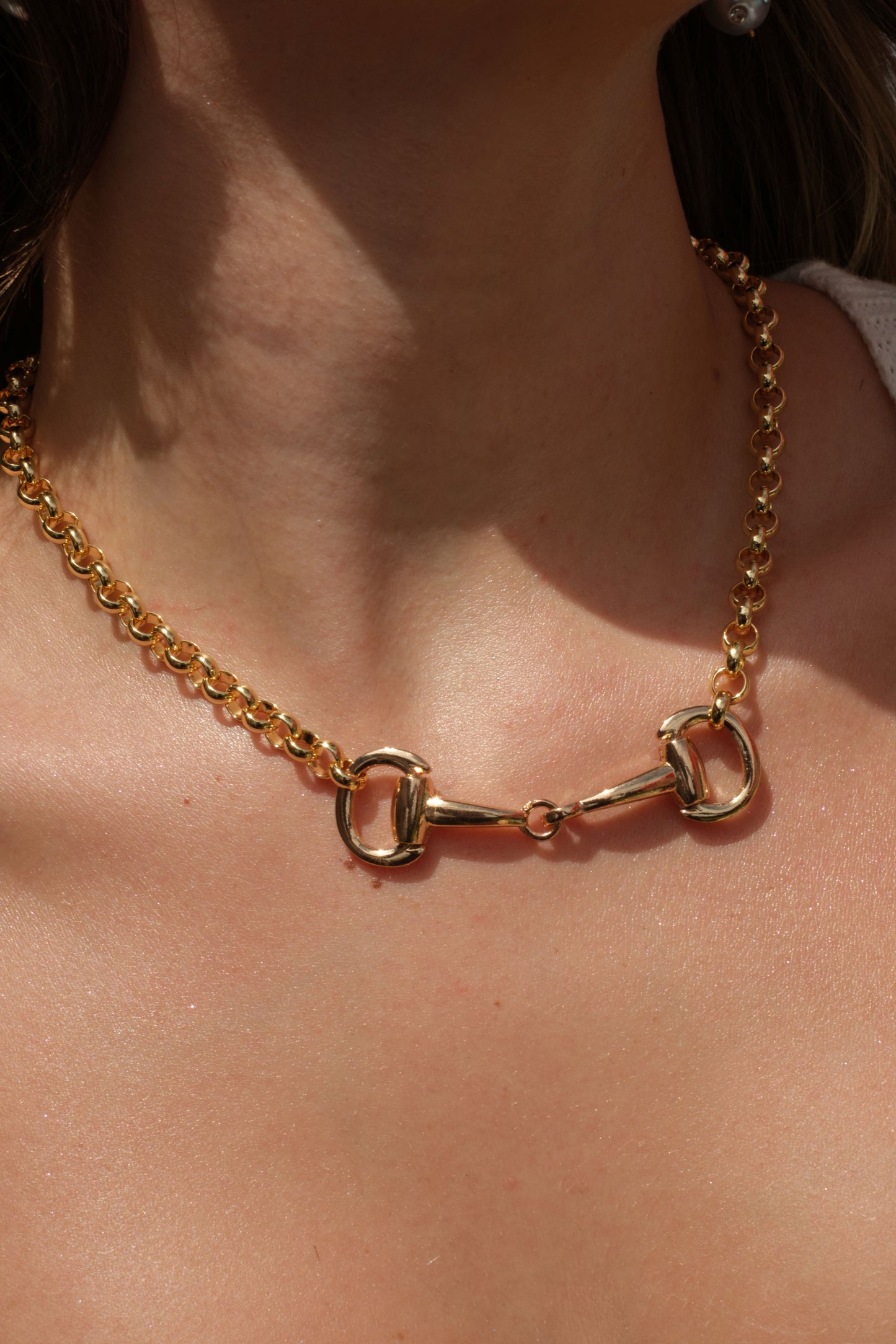 Country Club 316L Stainless Steel Gold Horse Bit Necklace