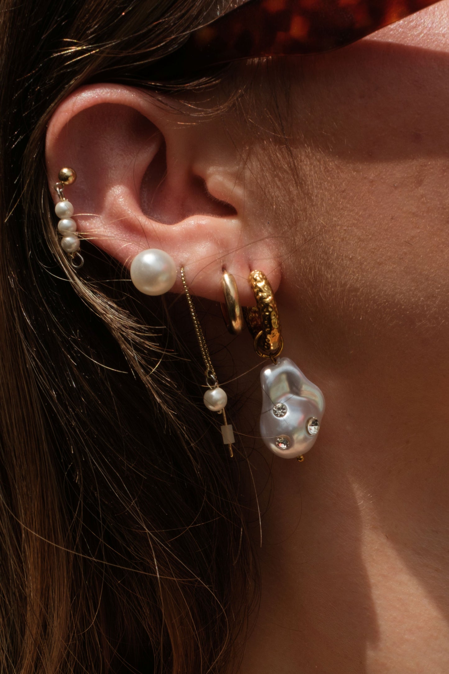 Pearl Society 316L Stainless Steel Multi-Gem Studded Earrings