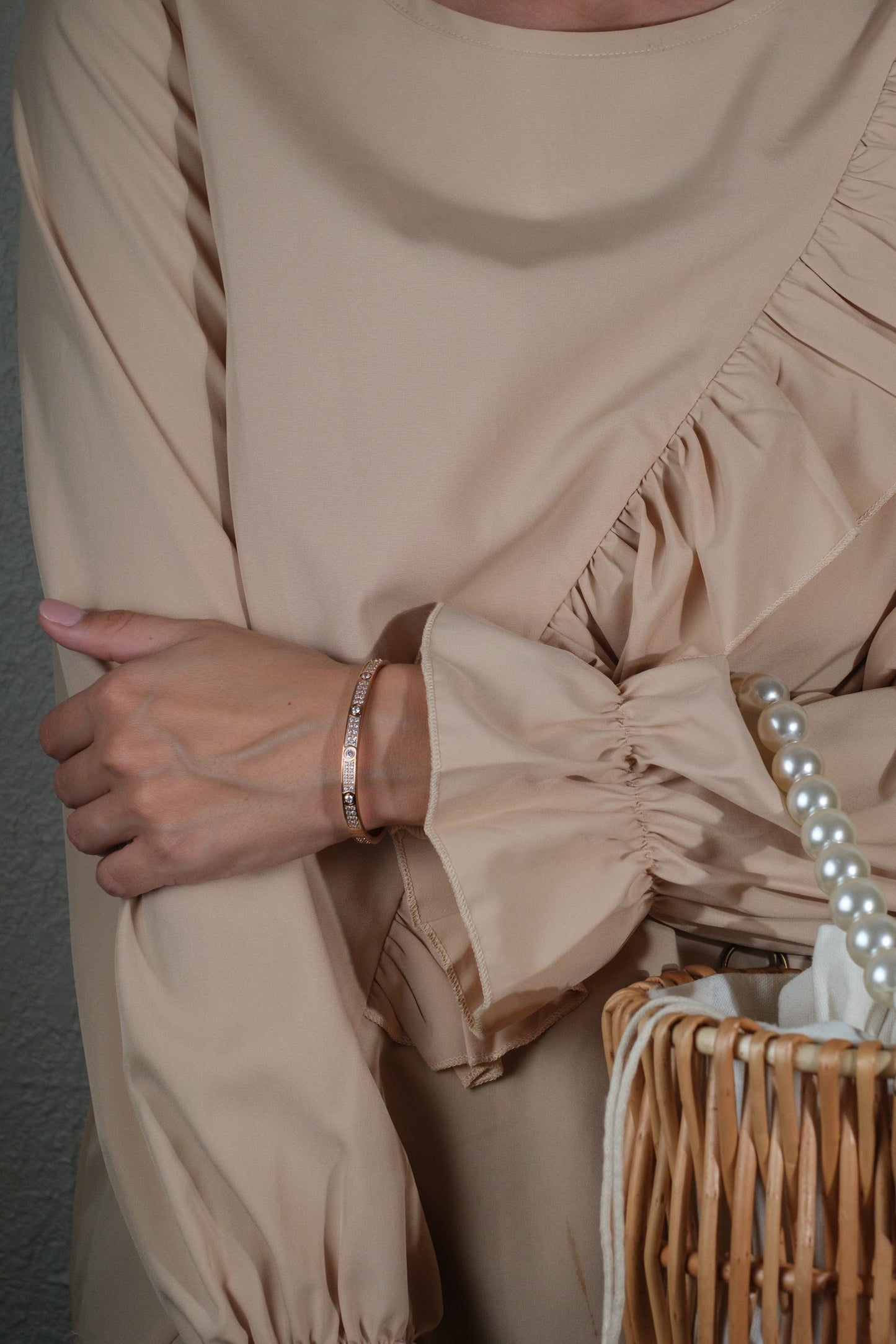 Elevated Full Crystal Bangle 316L Stainless Steel Trio