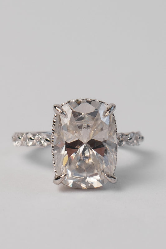 Marry Rich .925 Sterling Silver Cushion 11 Carat Moissanite Ring